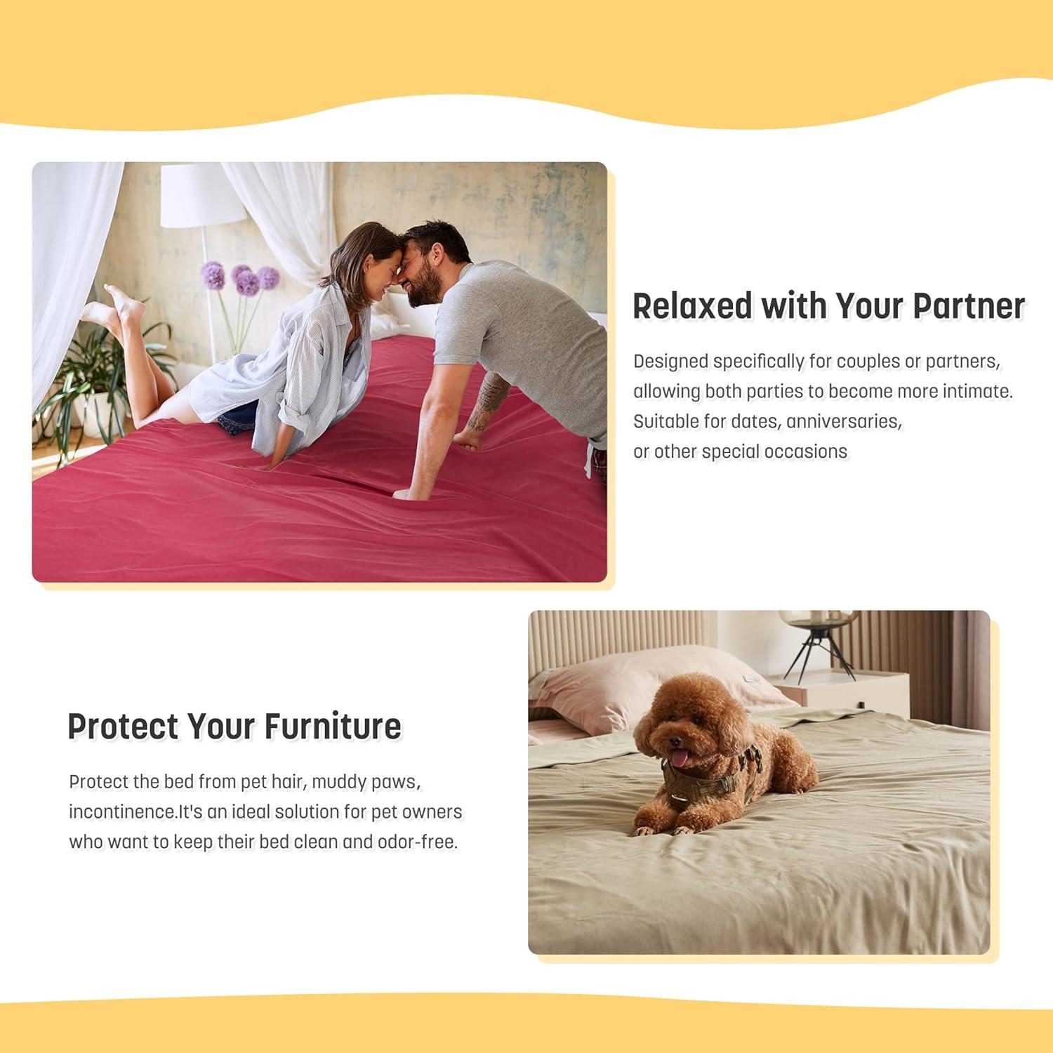 imageCatalonia Waterproof Reversible Blanket for Bed Leak Proof amp Stain Proof Bed Cover for Sofa CouchWine