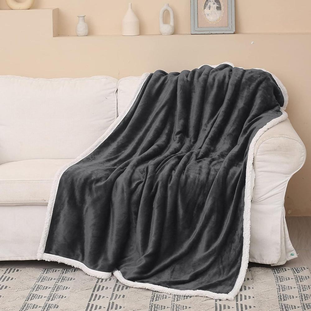 imageCatalonia Sherpa Fleece Throw Blanket Super Soft Mink Plush Couch Blanket TV Bed Fuzzy Blanket Fluffy Comfy Warm Heavy Throws Comfort Caring Gift50x60 inches Wine RedCharcoal Grey