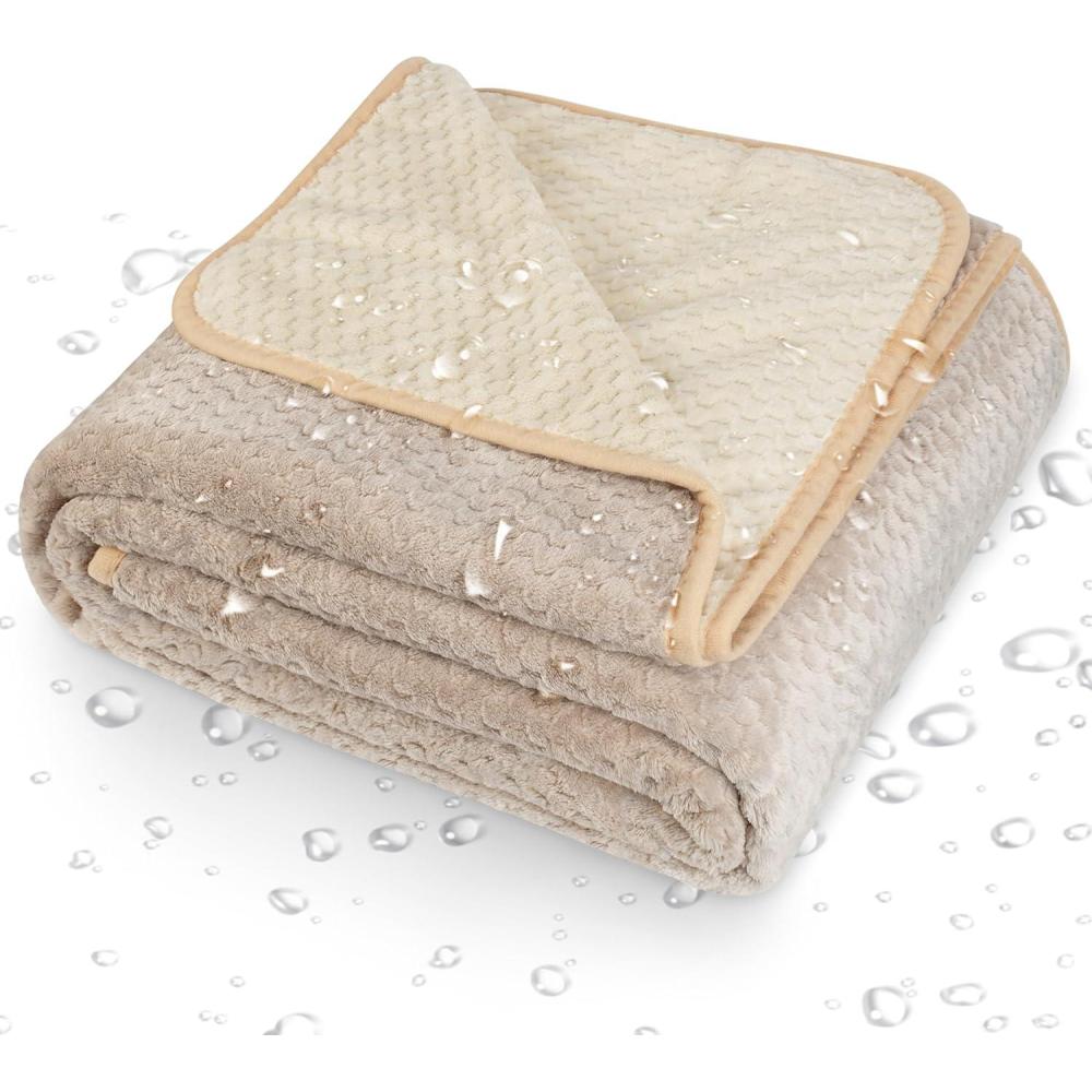 imageCatalonia Waterproof Pet Blanket for Sofa Bed amp Couch  Reversible Leakproof Fleece Furniture Protector Cover  Liquid Pee Proof Dog Cat Blanket for Small Medium Large Pets Black 60 x 80Camel