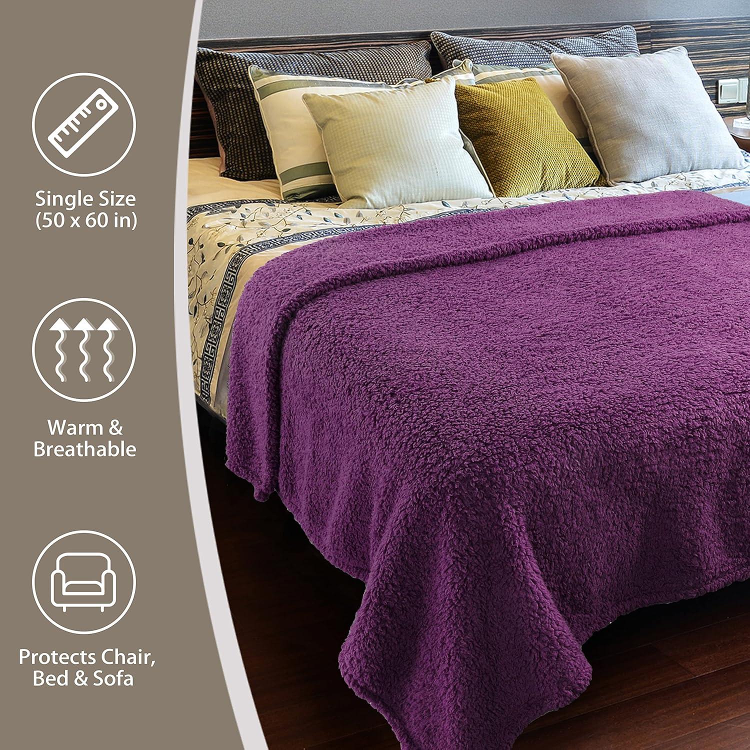 imageCatalonia Blue Sherpa Throw Blanket Fuzzy Snuggly Blanket for Camping Traveling Couch Bed Super Soft Light Weight Reversible All Season Use50x60 inchesViolet
