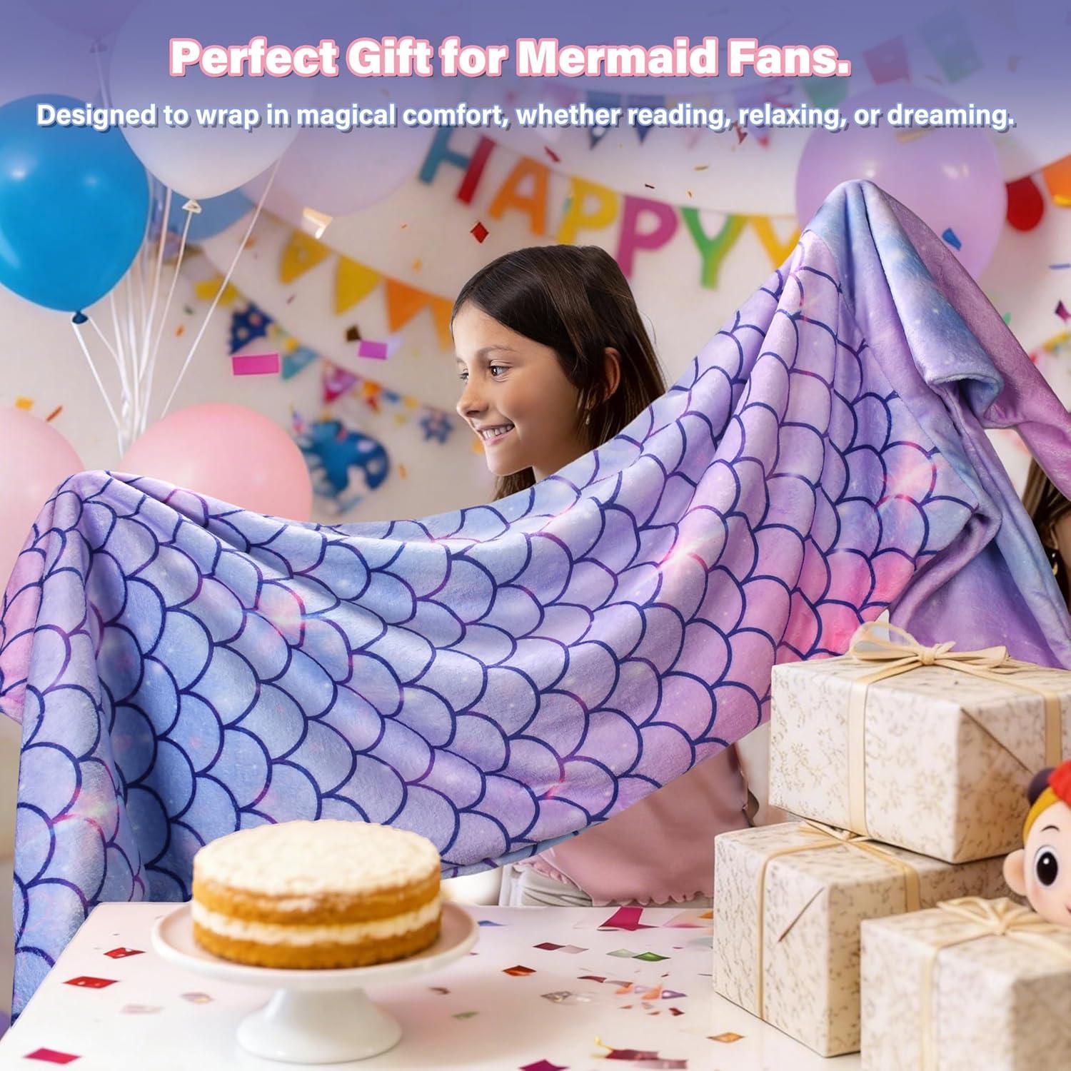 imageCatalonia Ultra Soft Mermaid Tail Blanket for Kids Fish Tail Snuggly Blanket Cozy Fleece Mermaid Gift for Girls ToddlersPurple Mermaid