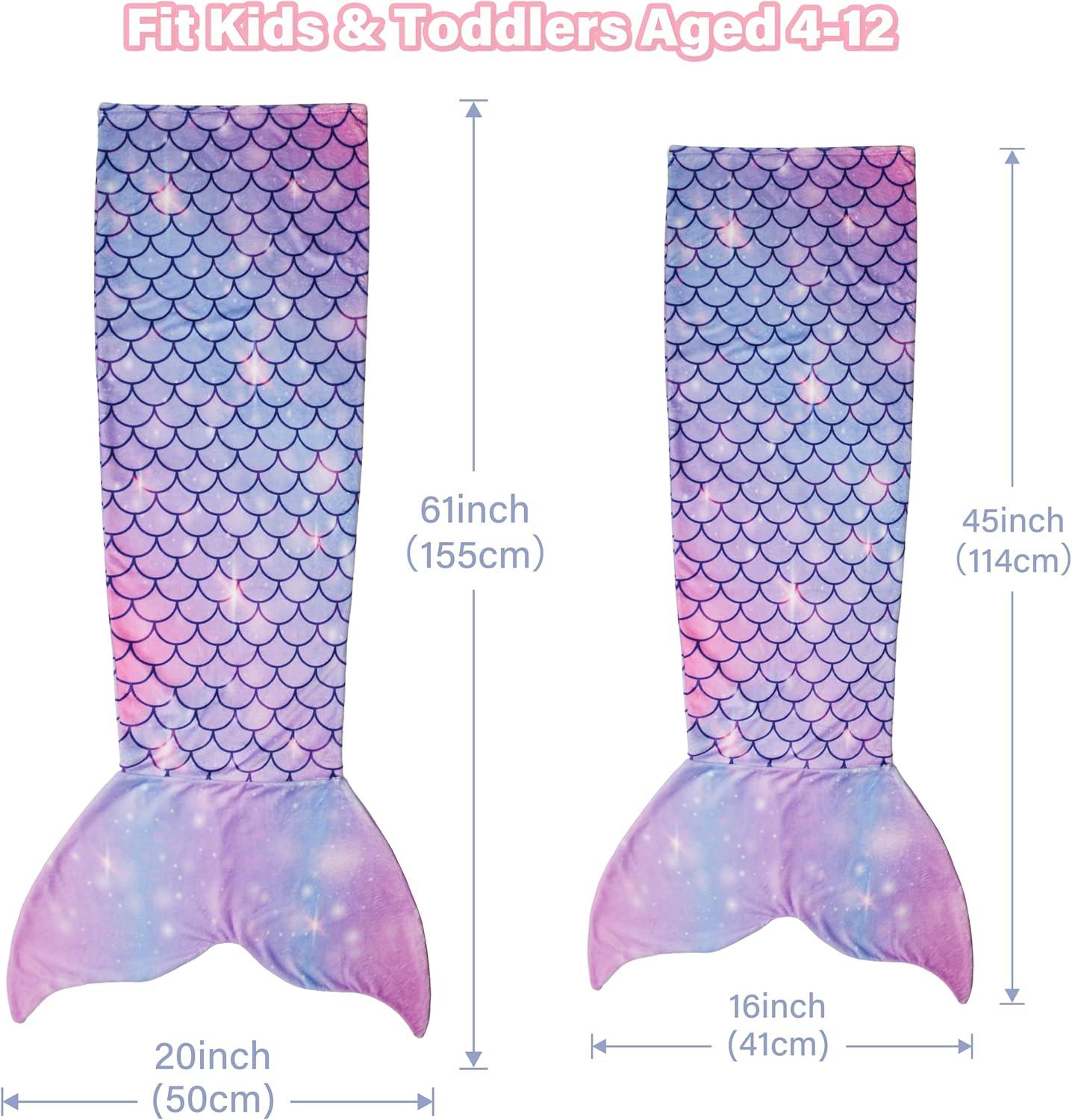 imageCatalonia Ultra Soft Mermaid Tail Blanket for Kids Fish Tail Snuggly Blanket Cozy Fleece Mermaid Gift for Girls ToddlersPurple Mermaid
