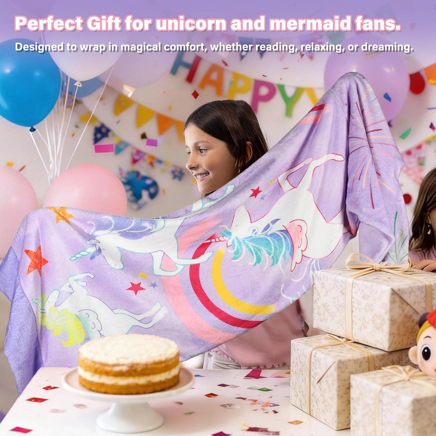 imageCatalonia Ultra Soft Mermaid Tail Blanket for Kids Fish Tail Snuggly Blanket Cozy Fleece Mermaid Gift for Girls ToddlersUnicorn Purple