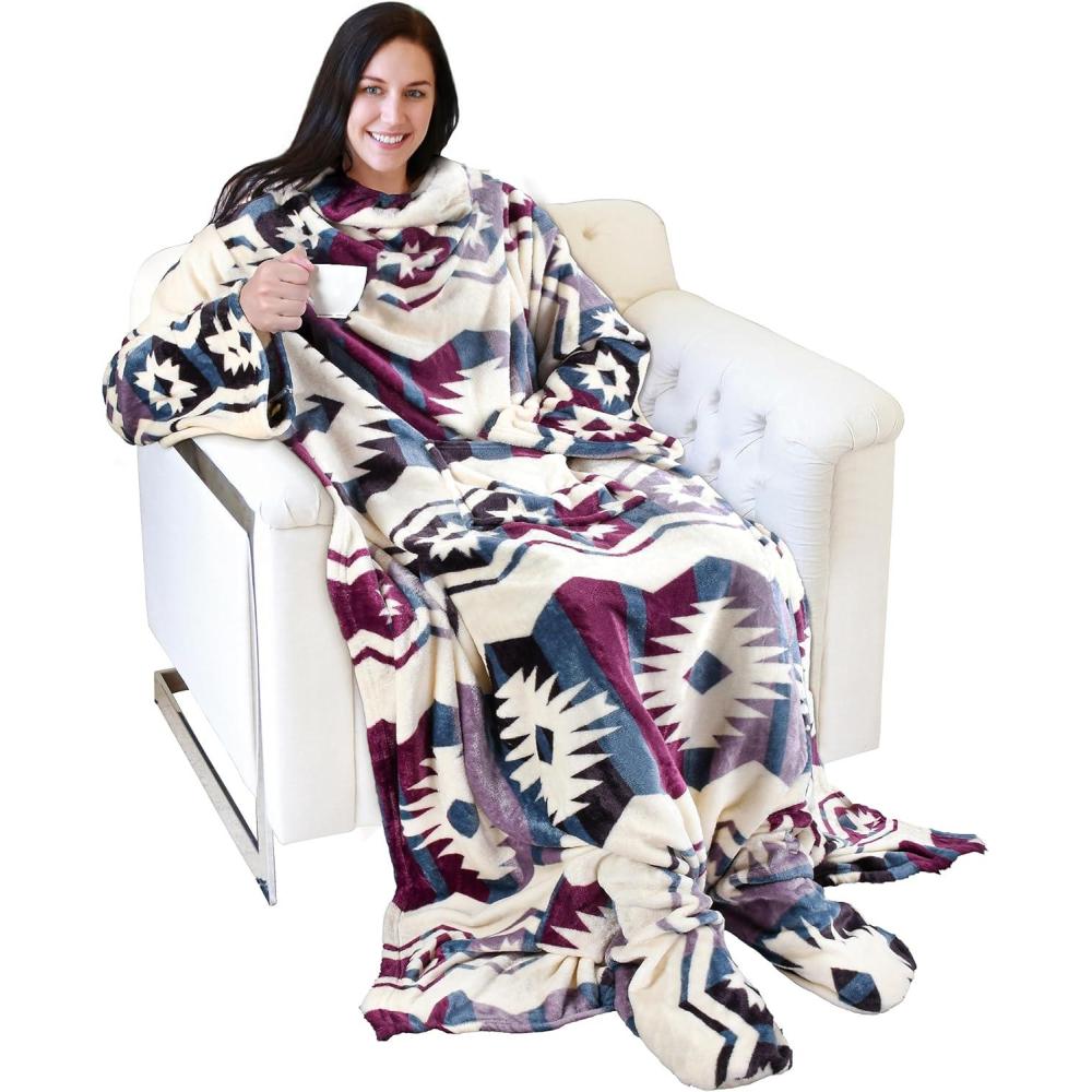 imageCatalonia Xmas Dachshund Print Wearable Blanket with Sleeves and Foot Pocket UltraSoft Warm Fleece Long Throw Snuggly Blanket for Sleeping amp TV Time Cozy Christmas Gift for Women amp MenSouthwest Star