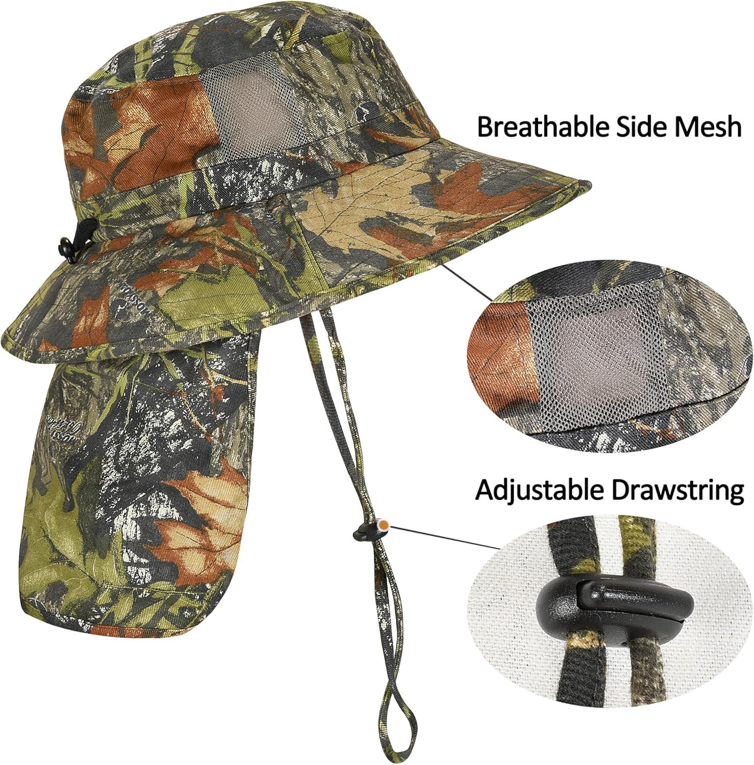 imageCatalonia Sun Hat for MenOutdoor Wide Brim Hat with Neck Flap Cover for Fishing Hiking Safari GardeningCamo Style C Side Mesh