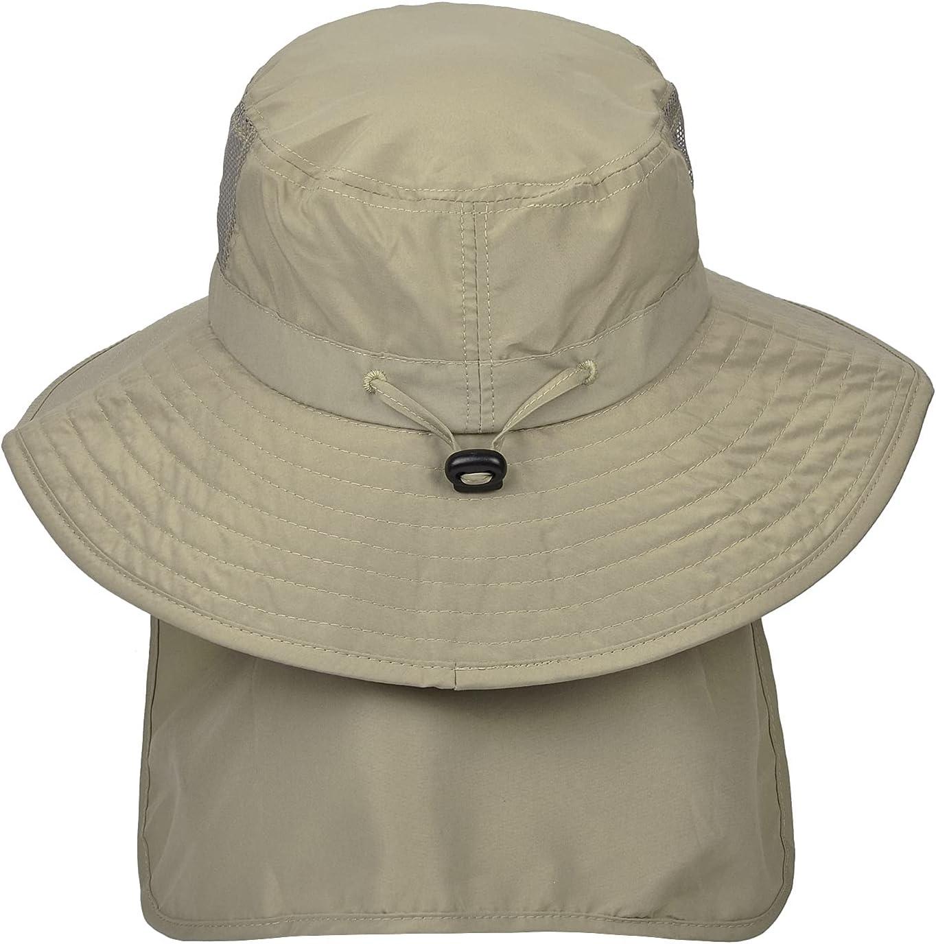 imageCatalonia Sun Hat for MenOutdoor Wide Brim Hat with Neck Flap Cover for Fishing Hiking Safari GardeningOlive Side Mesh