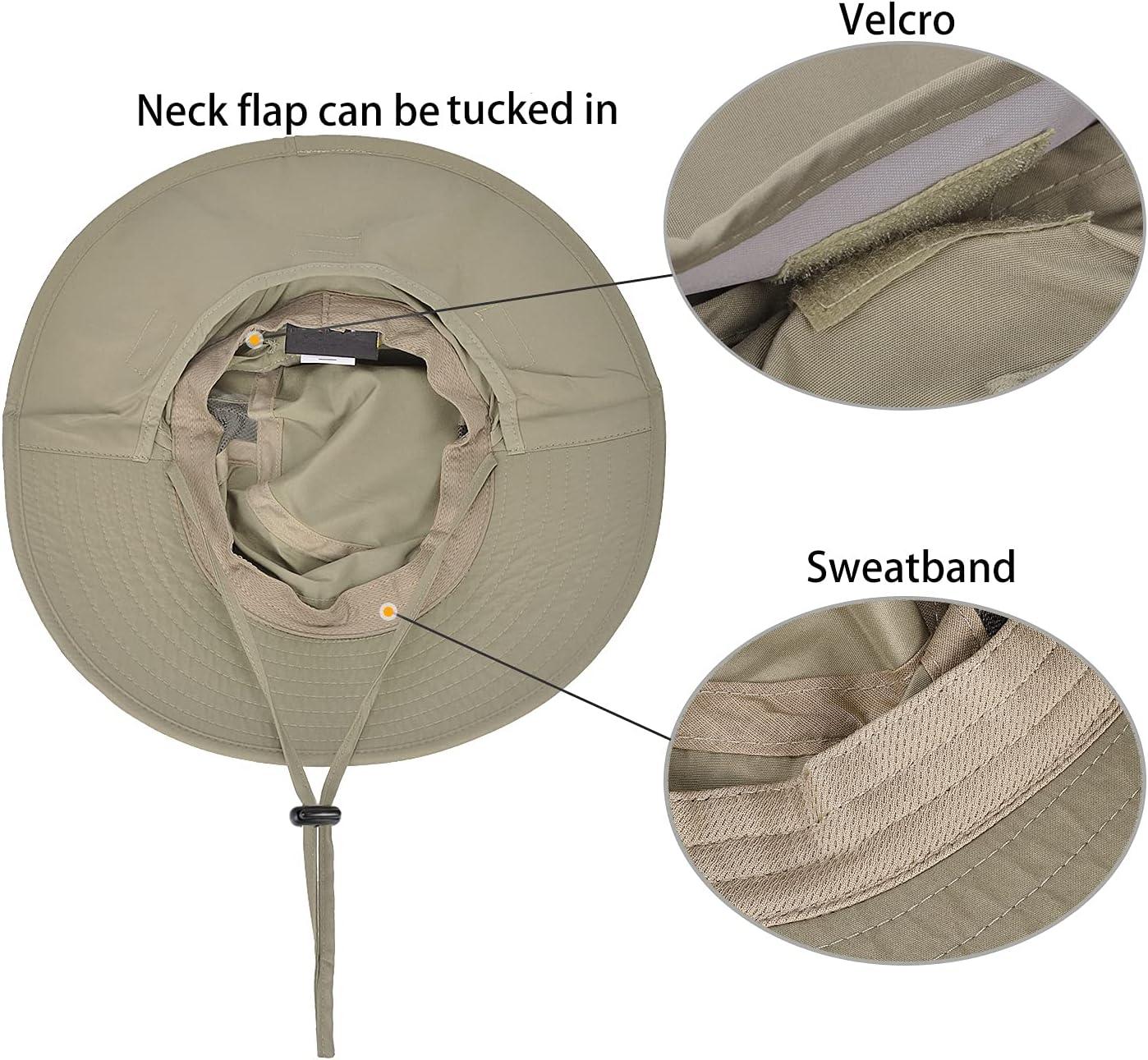 imageCatalonia Sun Hat for MenOutdoor Wide Brim Hat with Neck Flap Cover for Fishing Hiking Safari GardeningOlive Side Mesh