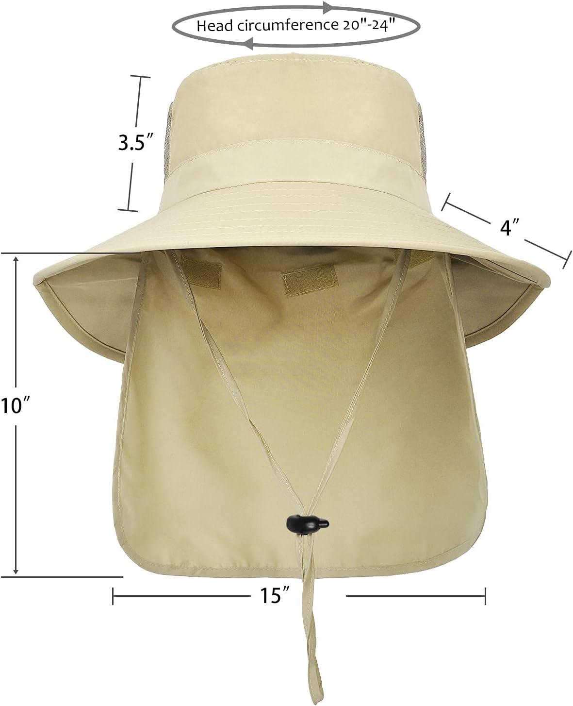 imageCatalonia Sun Hat for MenOutdoor Wide Brim Hat with Neck Flap Cover for Fishing Hiking Safari GardeningTan Side Mesh