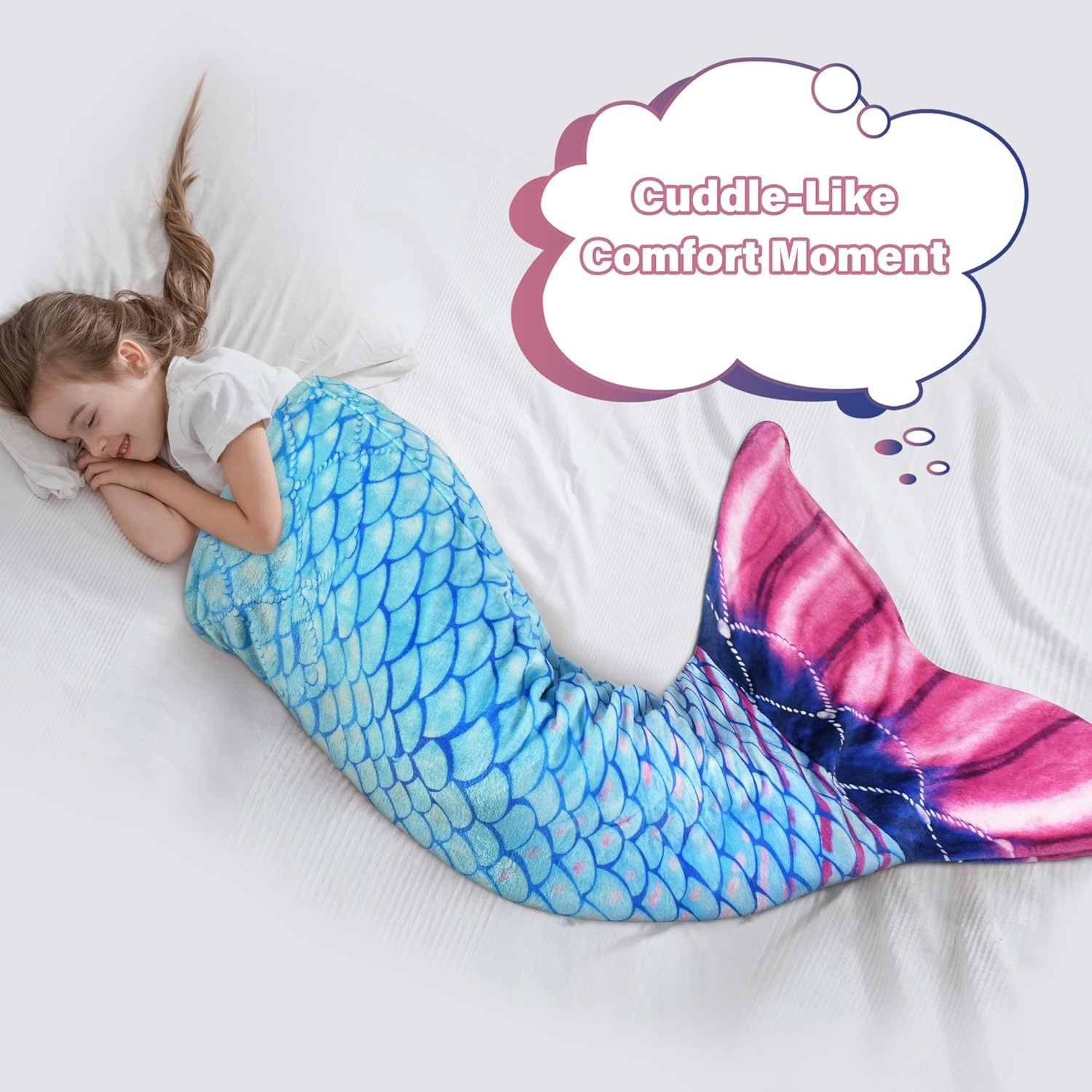 image:imageCatalonia Mermaid Tail Blanket for Girls Fish Tail Snuggly Blanket Cozy Fleece Mermaid Gift for KidsToddlersDeep Sea Pearl