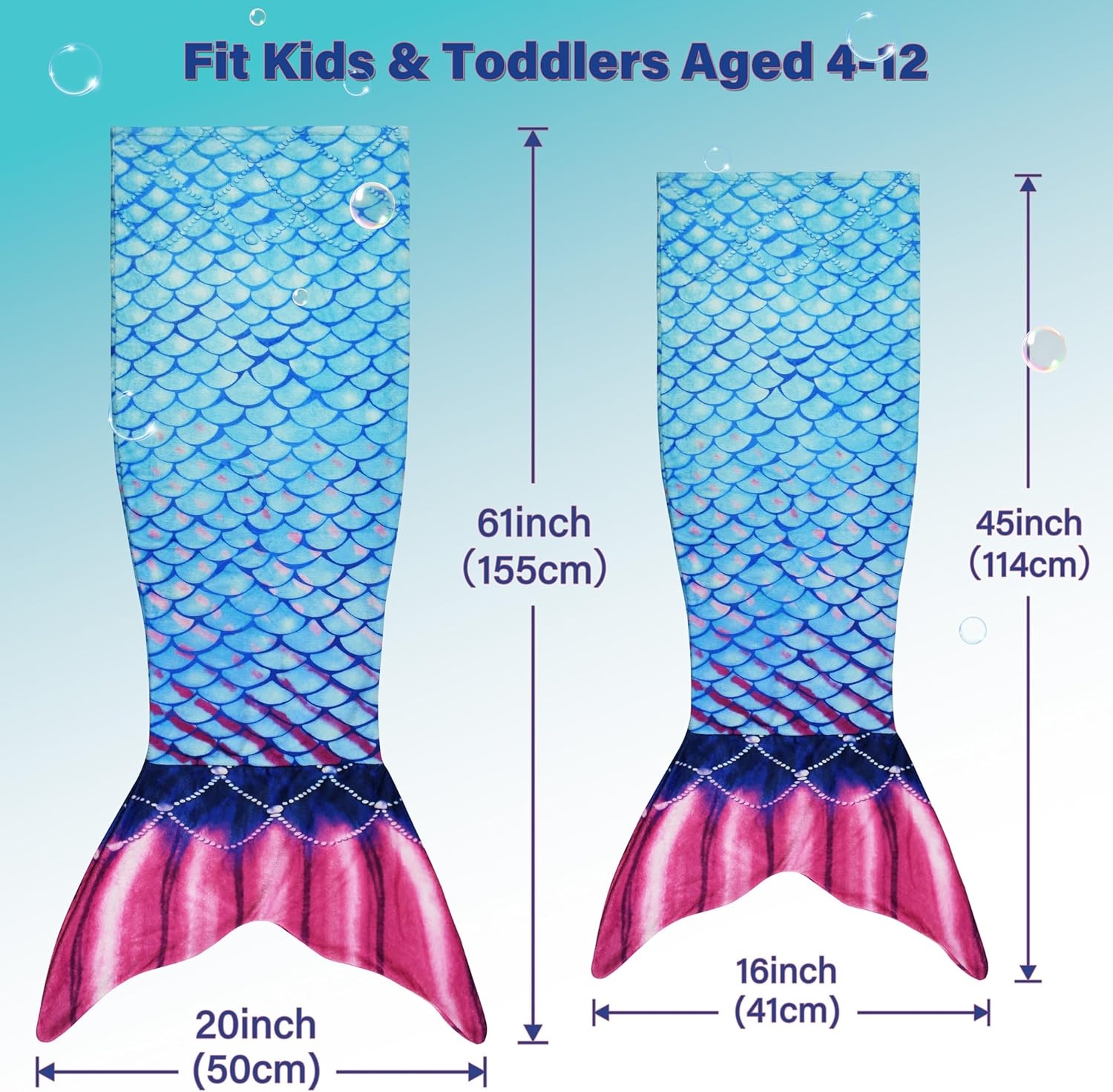 image:imageCatalonia Mermaid Tail Blanket for Girls Fish Tail Snuggly Blanket Cozy Fleece Mermaid Gift for KidsToddlersDeep Sea Pearl