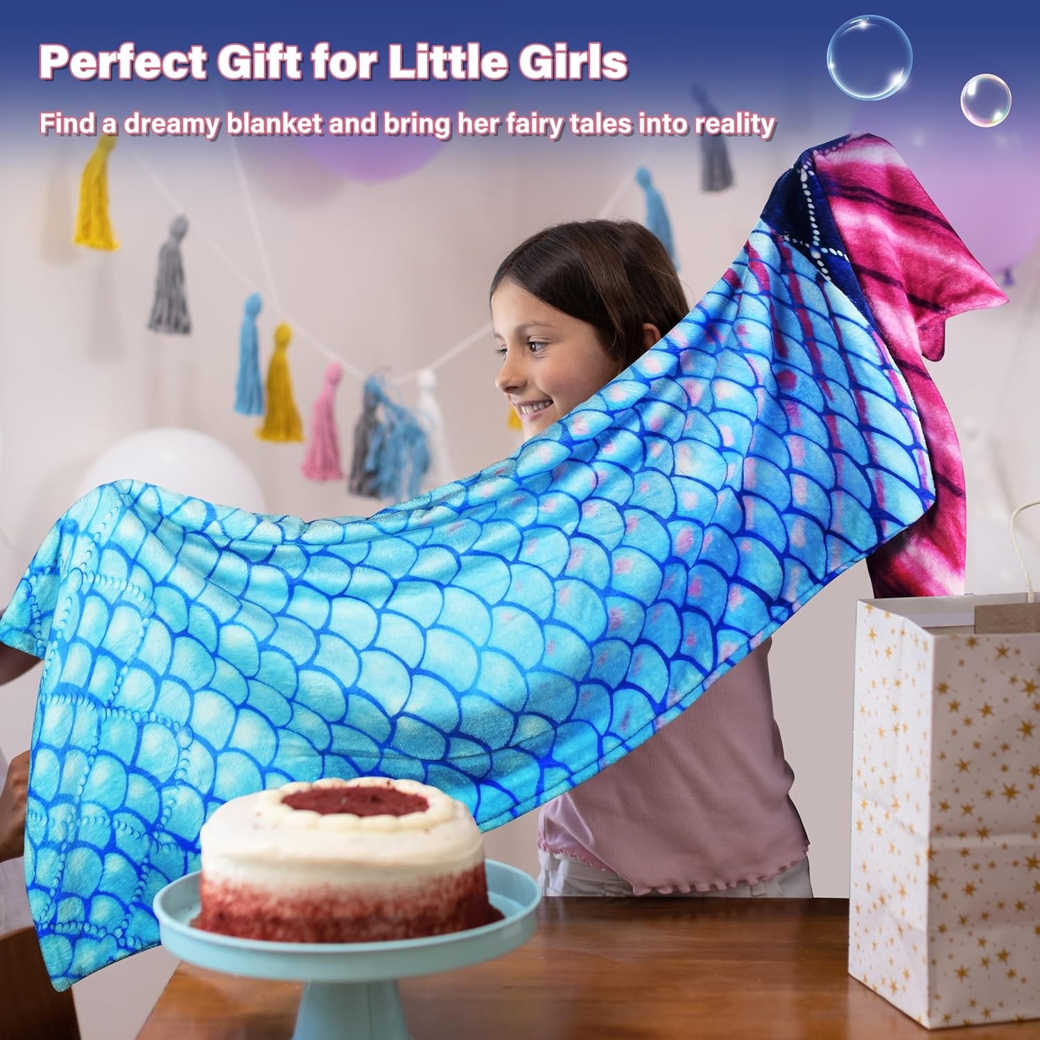 image:imageCatalonia Mermaid Tail Blanket for Girls Fish Tail Snuggly Blanket Cozy Fleece Mermaid Gift for KidsToddlersDeep Sea Pearl
