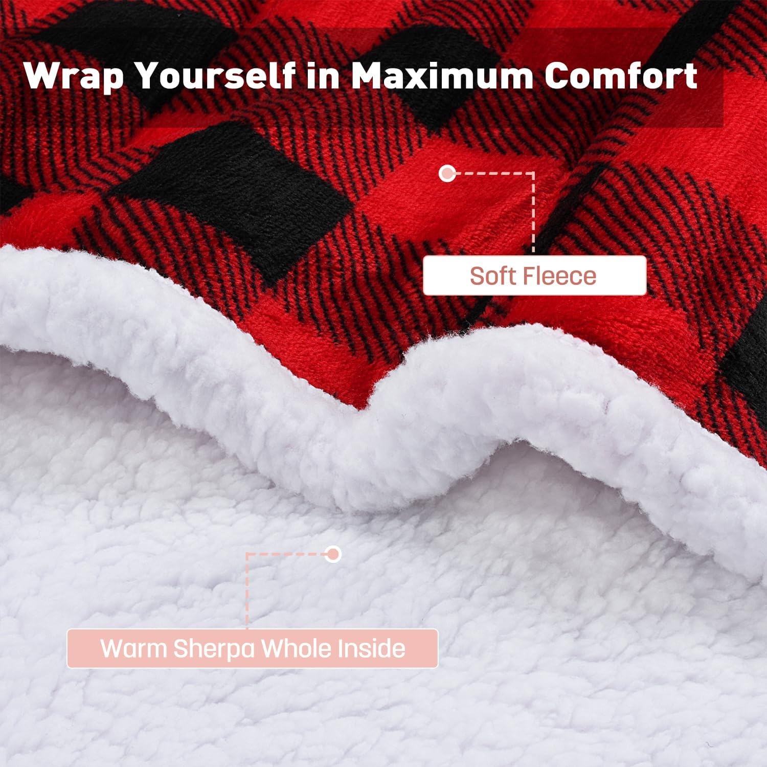 image:imageCatalonia Hooded Blanket Poncho Wearable Blanket with Hand Pockets DualLayer Wrap Throw for Extra Warmth Perfect for Reading TV Time amp Relaxing Christmas amp Birthday Gift for Women amp MenChecker