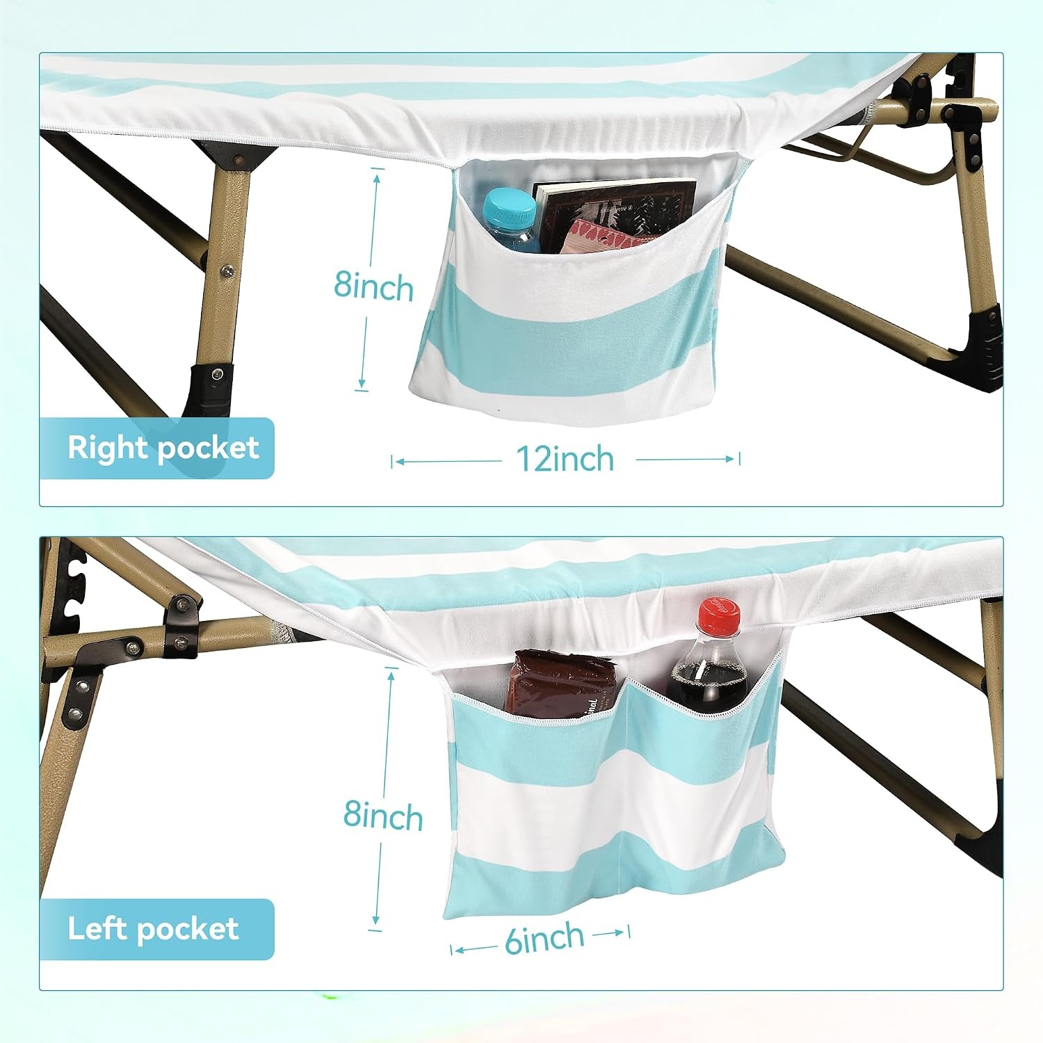 image:imageCatalonia Lounge Chair Towel Cover Large Quick Dry Beach Chair Covers No Sliding Chaise Cover Towel for Outdoor Travel Pool Patio Sunbathing 78 x 31 in NavyMint Green Stripe