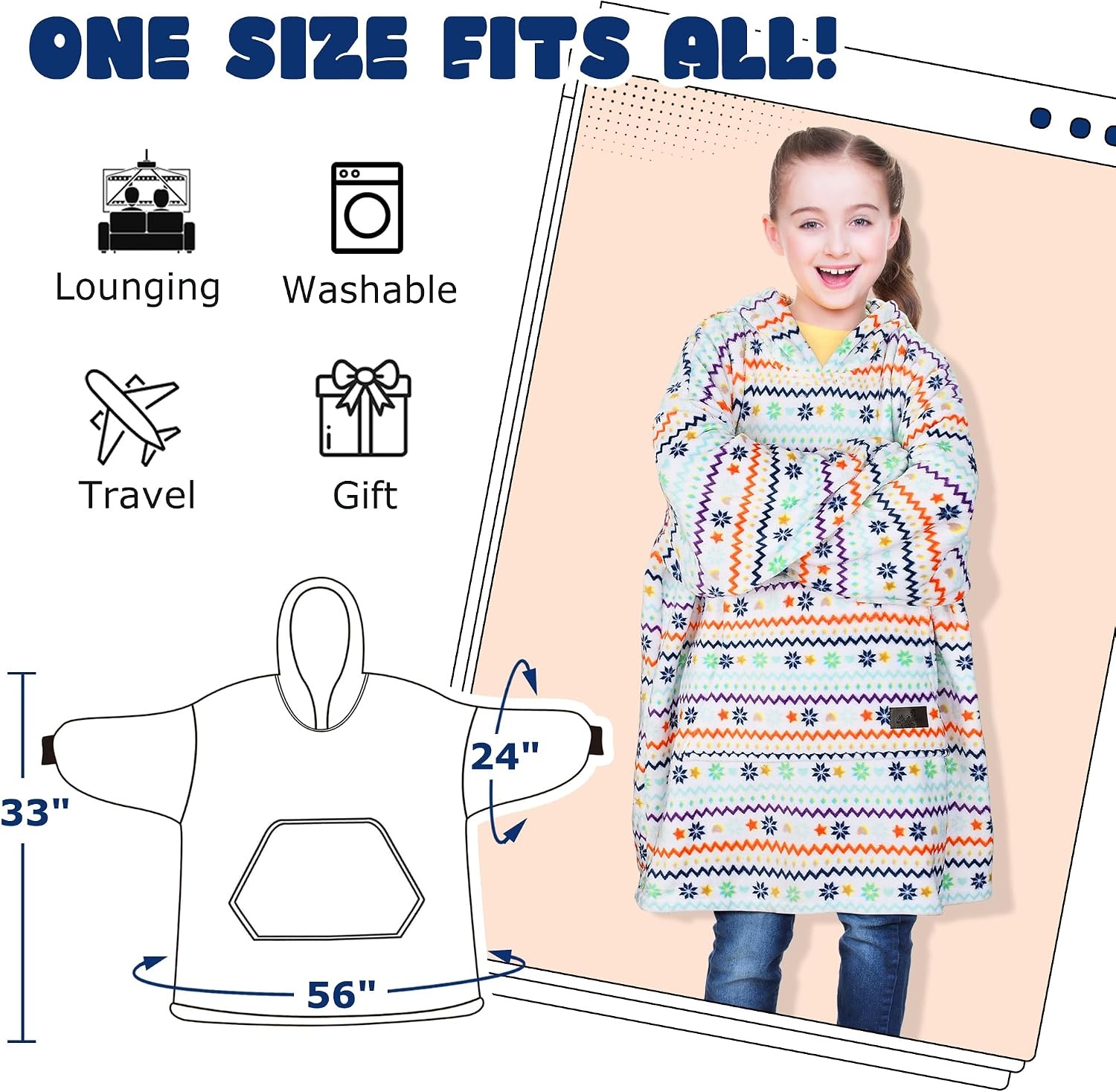 image:imageCatalonia Kids Cat Hoodie Blanket Oversized Fleece Wearable Sweatshirt Warm Hooded Pullover for Boys amp Girls Cozy for Gaming Reading TV Time amp Relaxing Christmas Gift for TeensXmas
