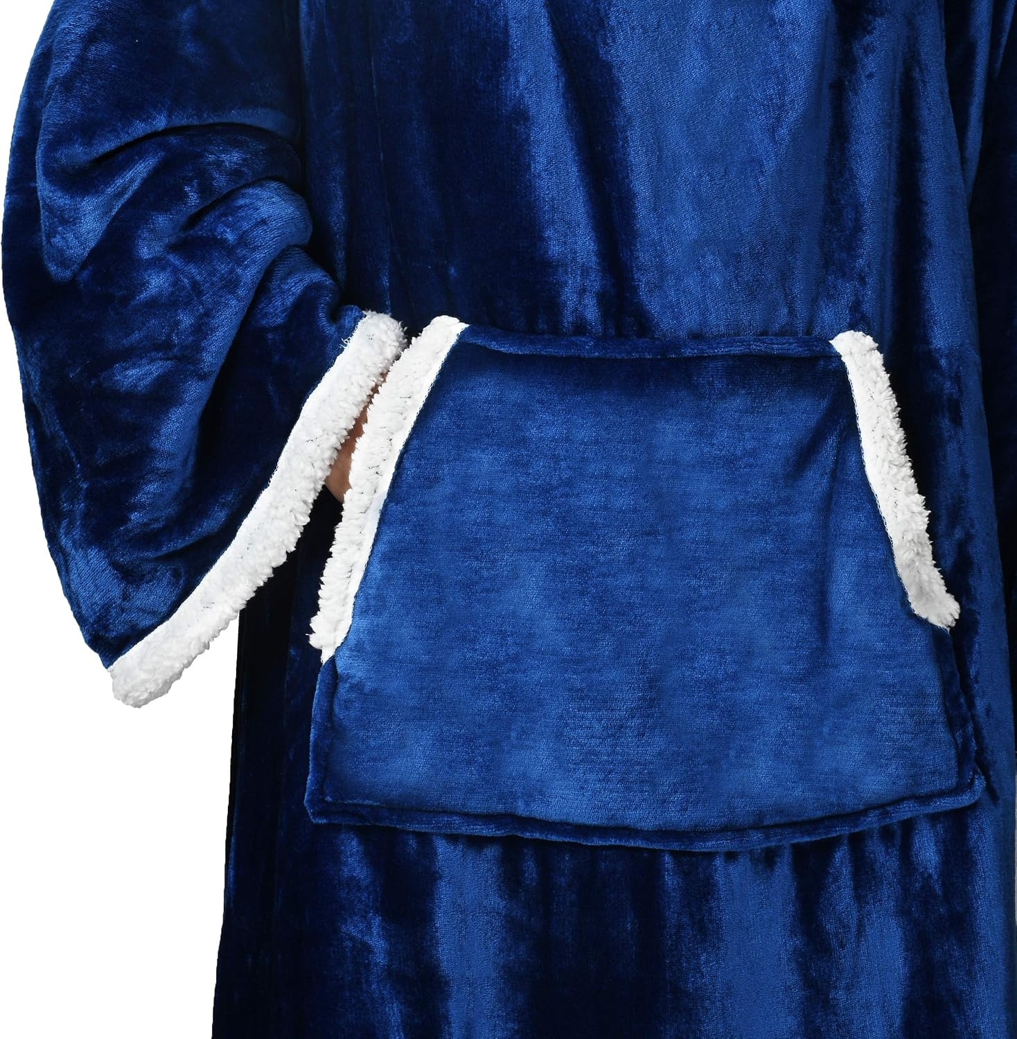 image:imageCatalonia Sherpa Wearable Blanket with Sleeves and Pocket for Adults DualLayer Blanket Wrap for Extra Warmth Reading Watching TV and Relaxing Christmas and Birthday Gift for Women and MenBlue