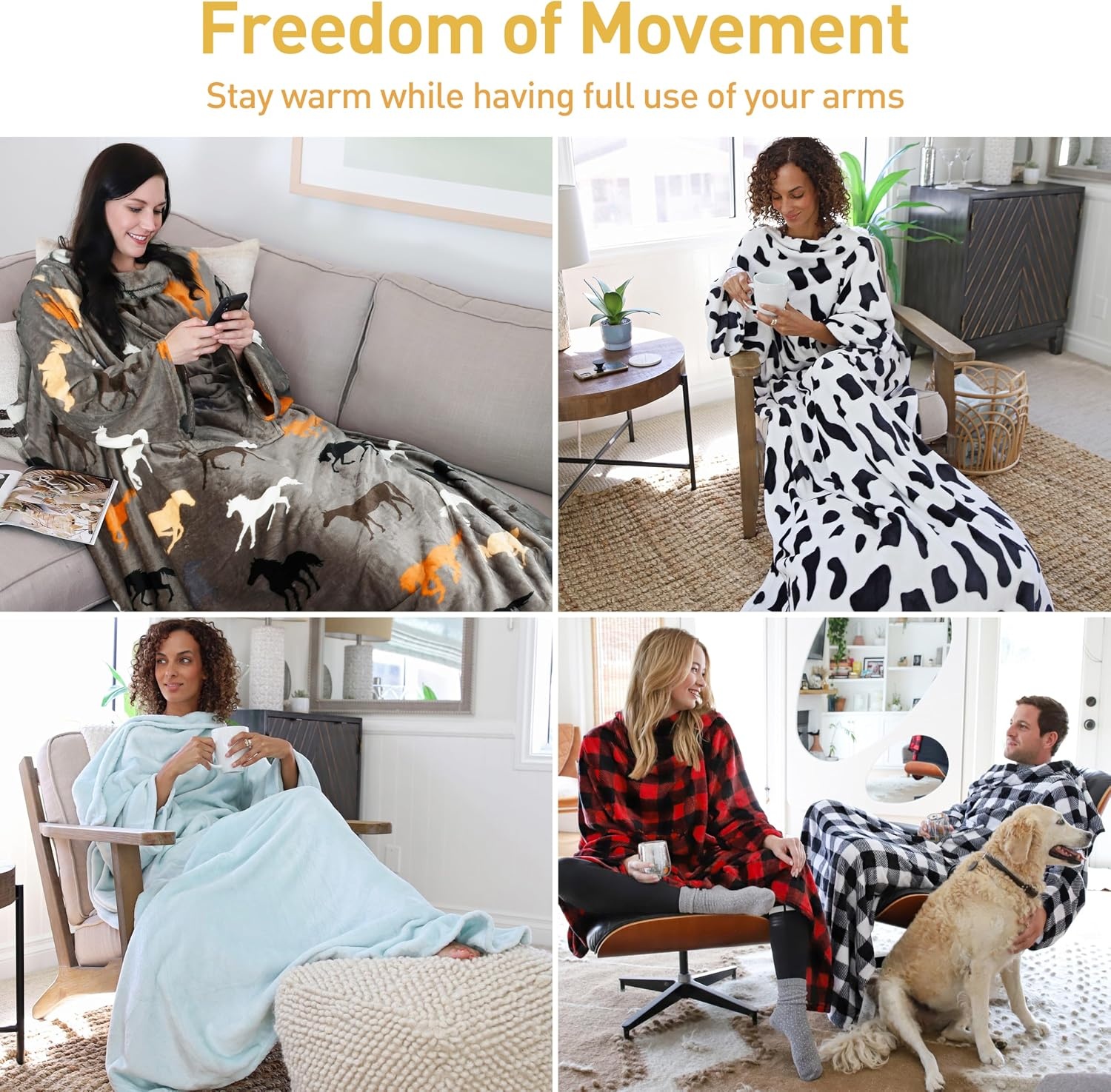 image:imageCatalonia Wearable Blanket with Sleeves for Women amp Men Fleece Wrap Throw 80s Cat Dog Print amp Sleeve Design for HandsFree Comfort Perfect for Reading TV Time amp Relaxing Christmas amp Birthday GiftRed Black Checker Grey