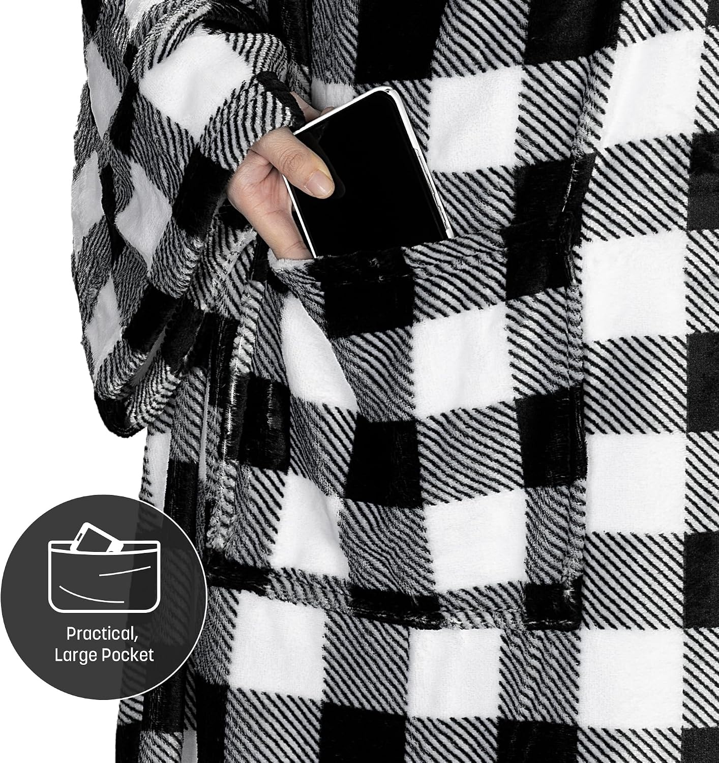 image:imageCatalonia Wearable Blanket with Sleeves for Women amp Men Fleece Wrap Throw 80s Cat Dog Print amp Sleeve Design for HandsFree Comfort Perfect for Reading TV Time amp Relaxing Christmas amp Birthday GiftPlaid White