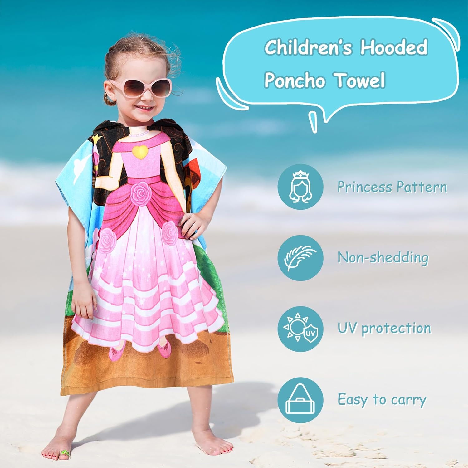 image:imageCatalonia Kids Orange Juice Hooded Poncho Towel 100 Cotton Changing RobePrincess