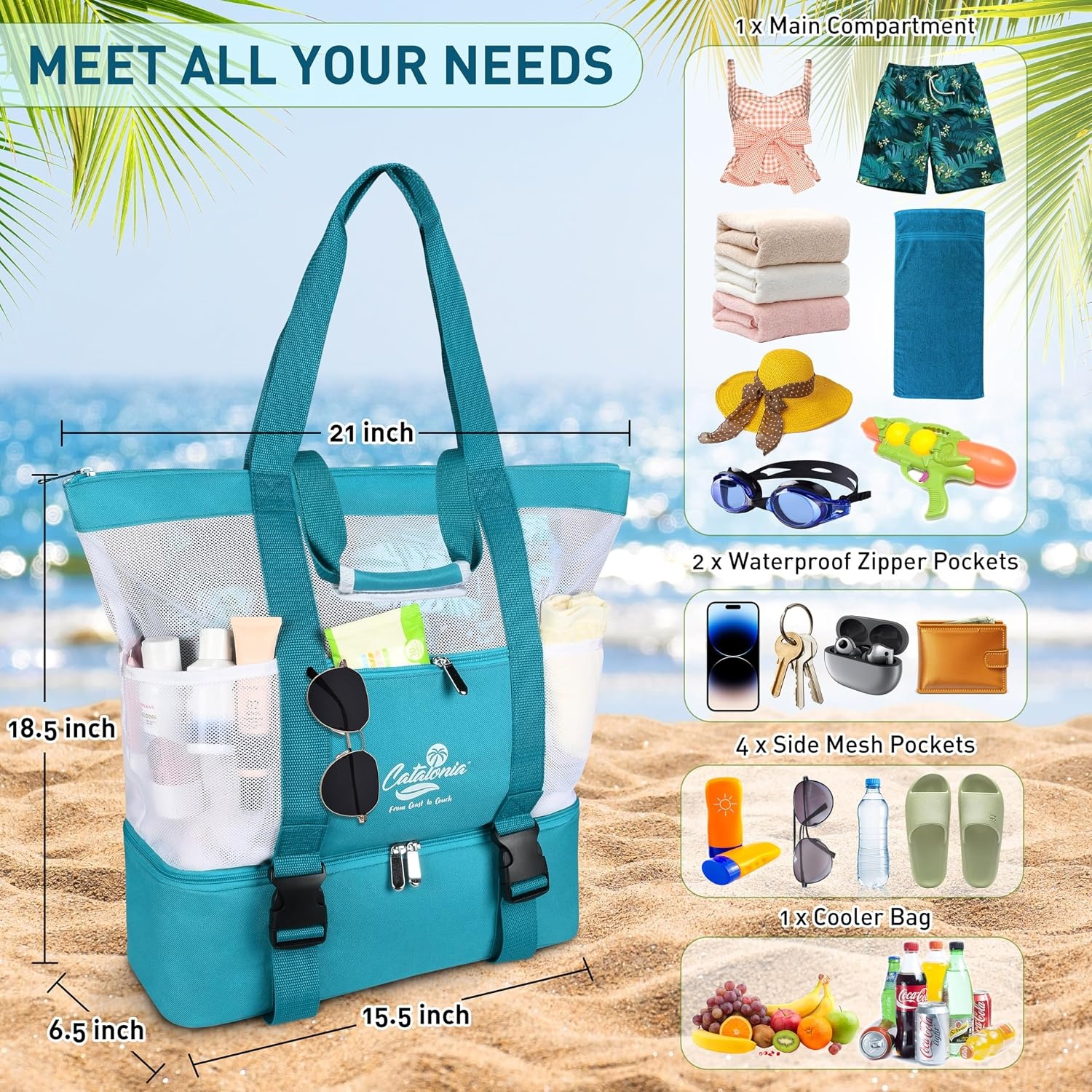 image:imageCatalonia Large Beach Tote Bags with Cooler BagampTiki Beach Towel Oversized