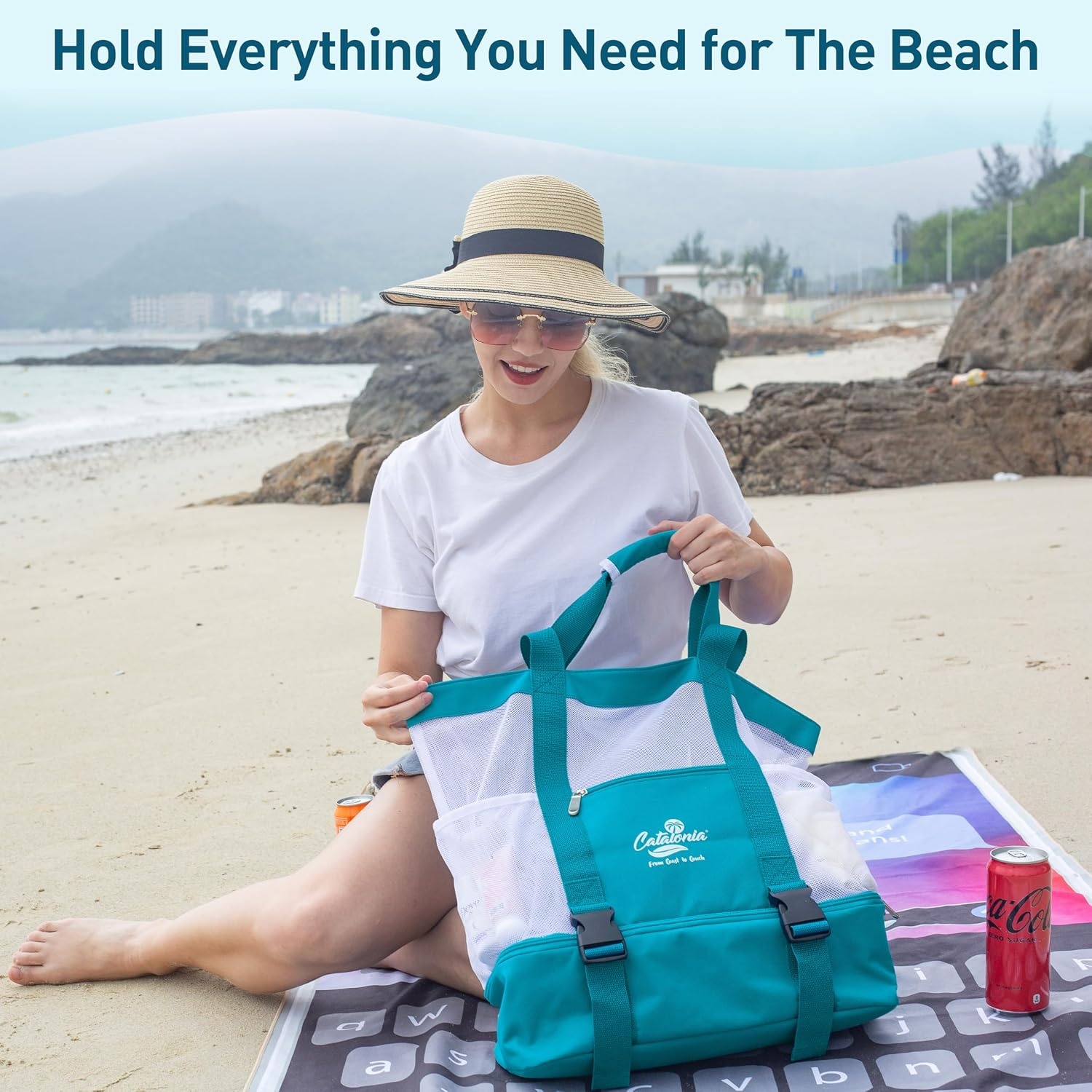 image:imageCatalonia Large Beach Tote Bags with Cooler BagampTiki Beach Towel Oversized