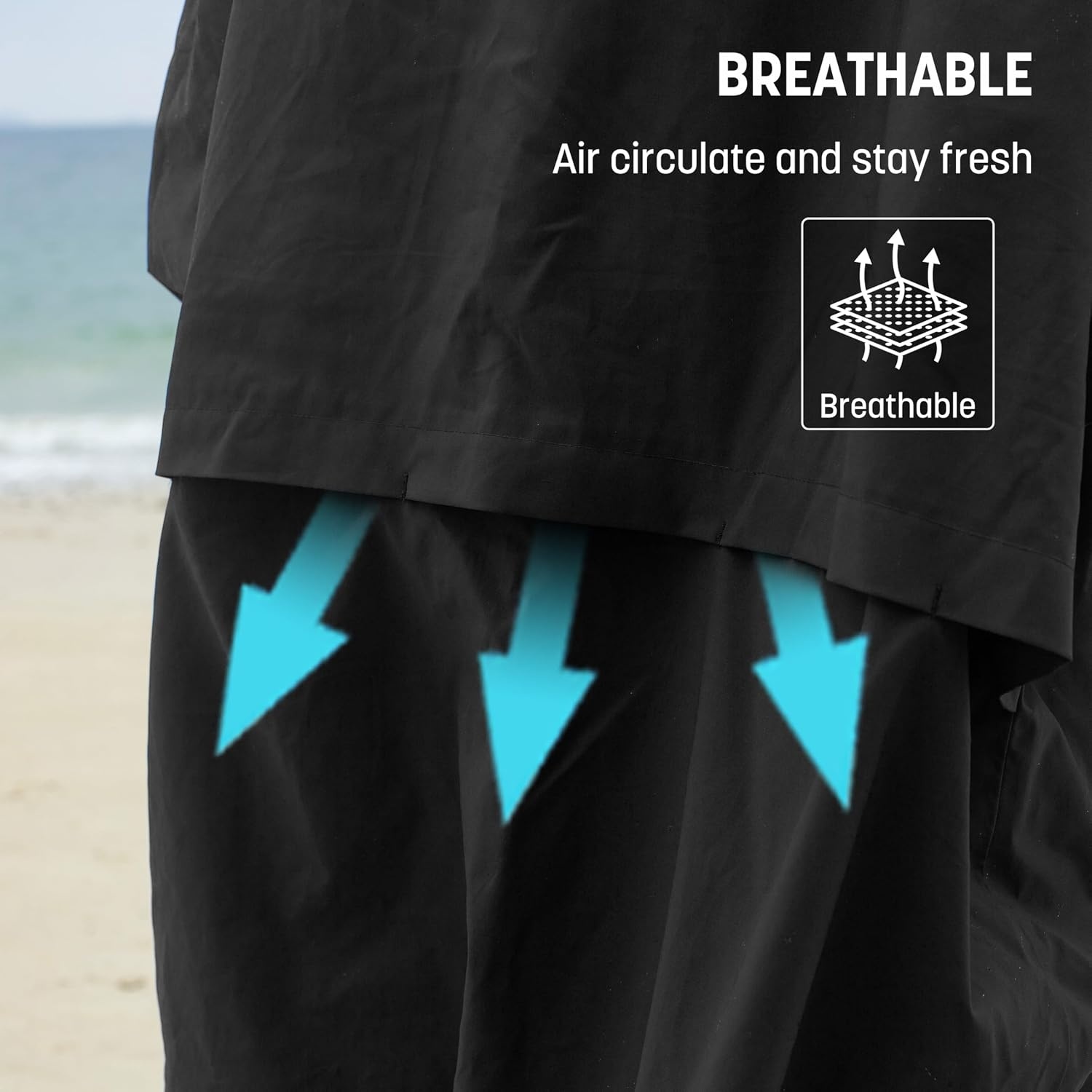image:imageCatalonia Waterproof Swim Parka for Men Women Sherpa Lined Surf Poncho with Inner Pocket amp Name Tag AreaBlack