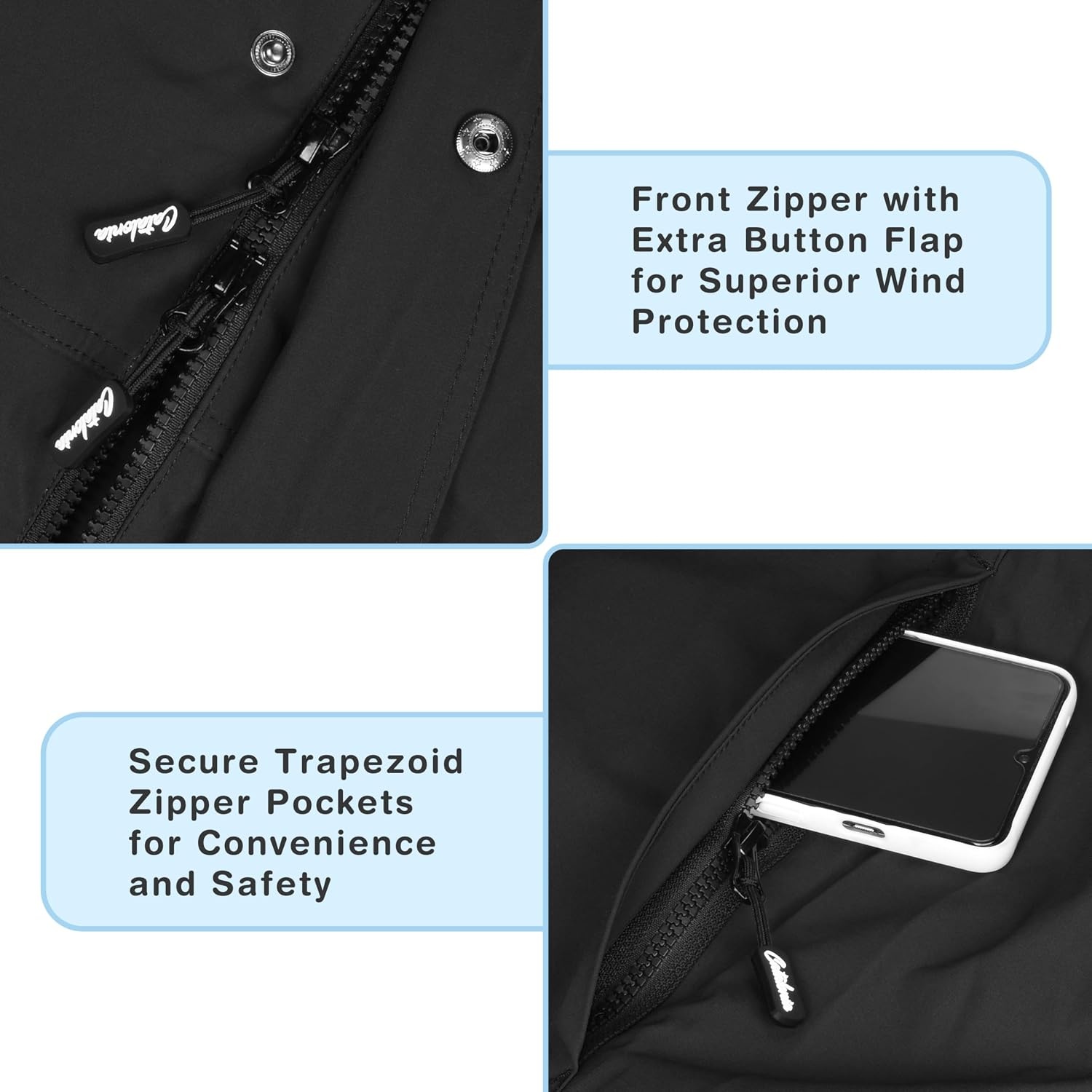 image:imageCatalonia Waterproof Swim Parka for Men Women Sherpa Lined Surf Poncho with Inner Pocket amp Name Tag AreaBlack