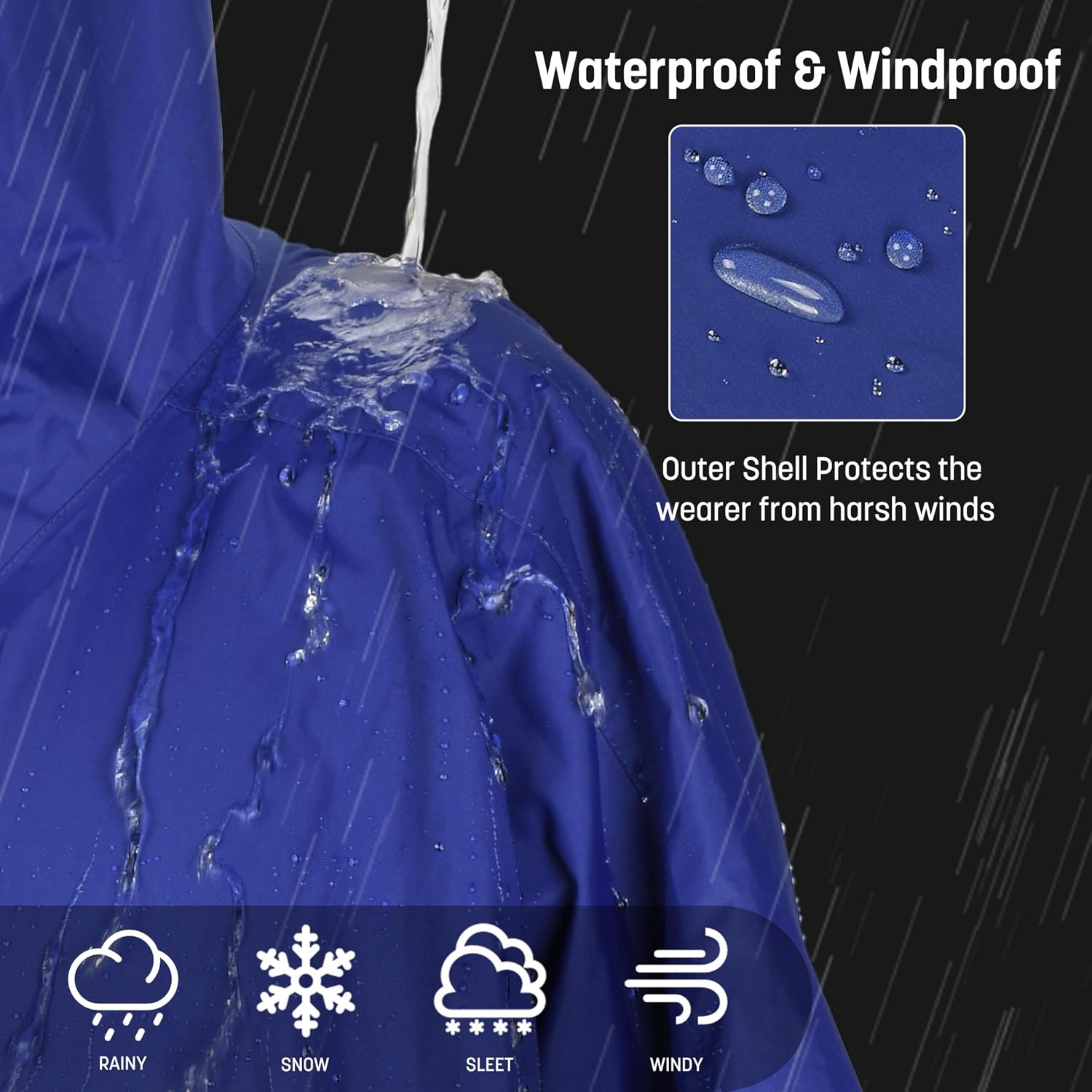 image:imageCatalonia Waterproof Swim Parka for Men Women Sherpa Lined Surf Poncho with Inner Pocket amp Name Tag AreaBlue