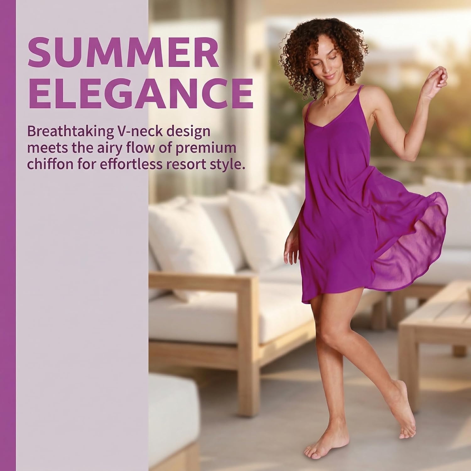 image:imageCatalonia Womens Swim Bathing Suit Cover Up Summer Chiffon Backless Beach Mini SundressPurple