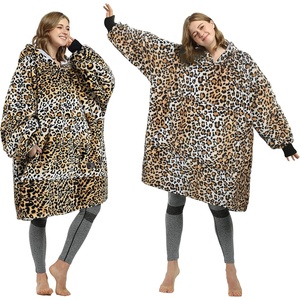 Catalonia Oversized Blanket Hoodie Sweatshirt, Cheetah Print Wearable Fleece Pullover, Comfortable for Adults Men Women