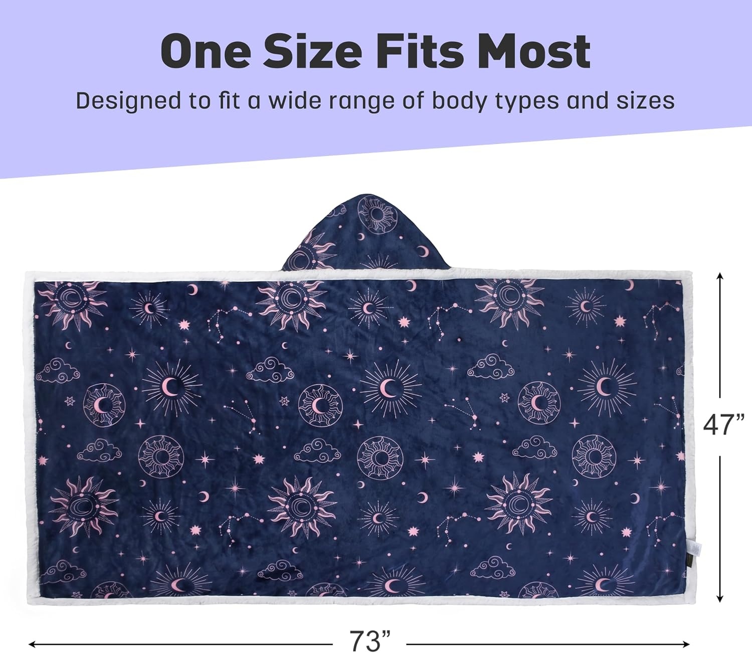 image:imageCatalonia Womens Hooded Blanket Poncho Wearable Blanket with Hand PocketsAstrology Navy