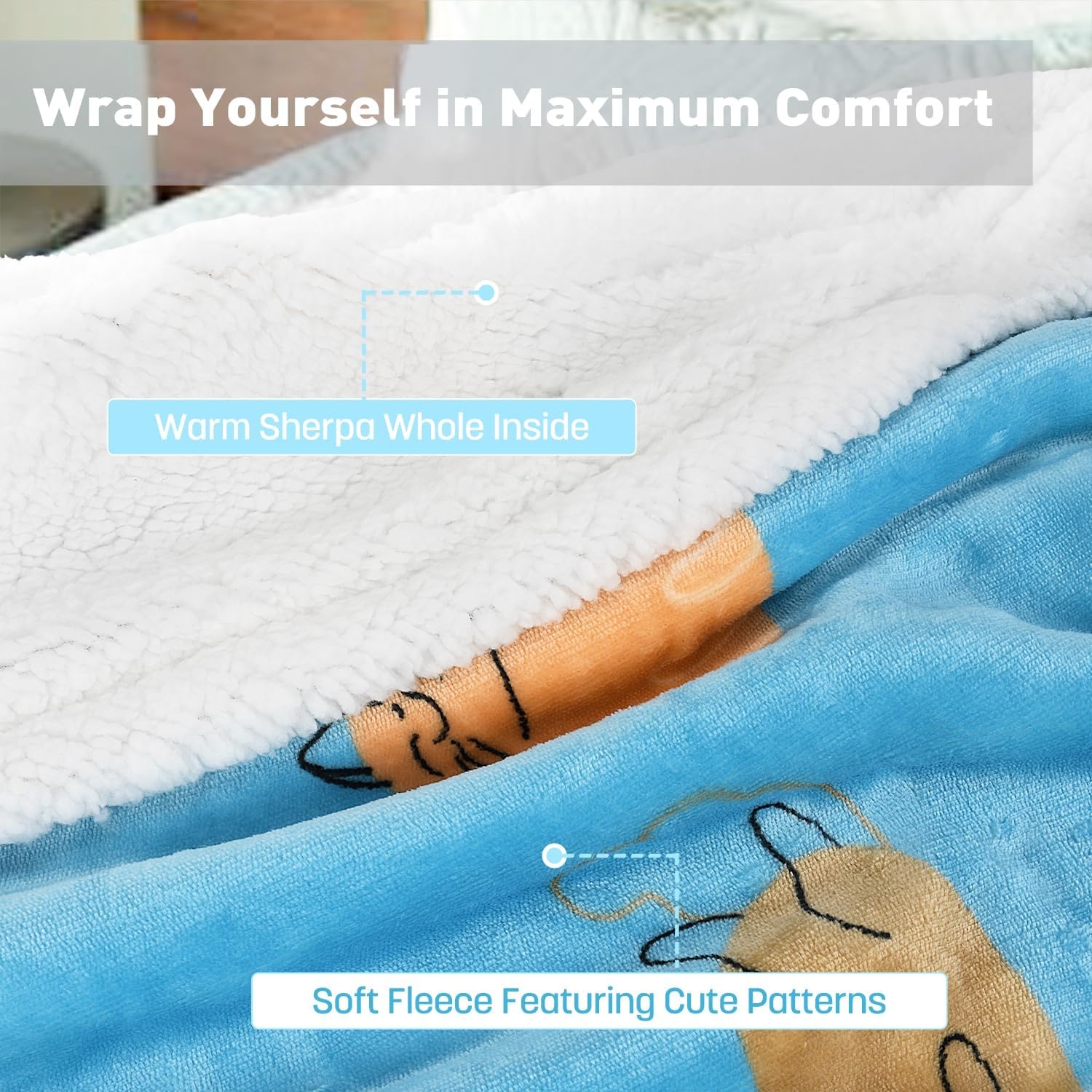 image:imageCatalonia Womens Hooded Blanket Poncho Wearable Blanket with Hand PocketsBlue Cat