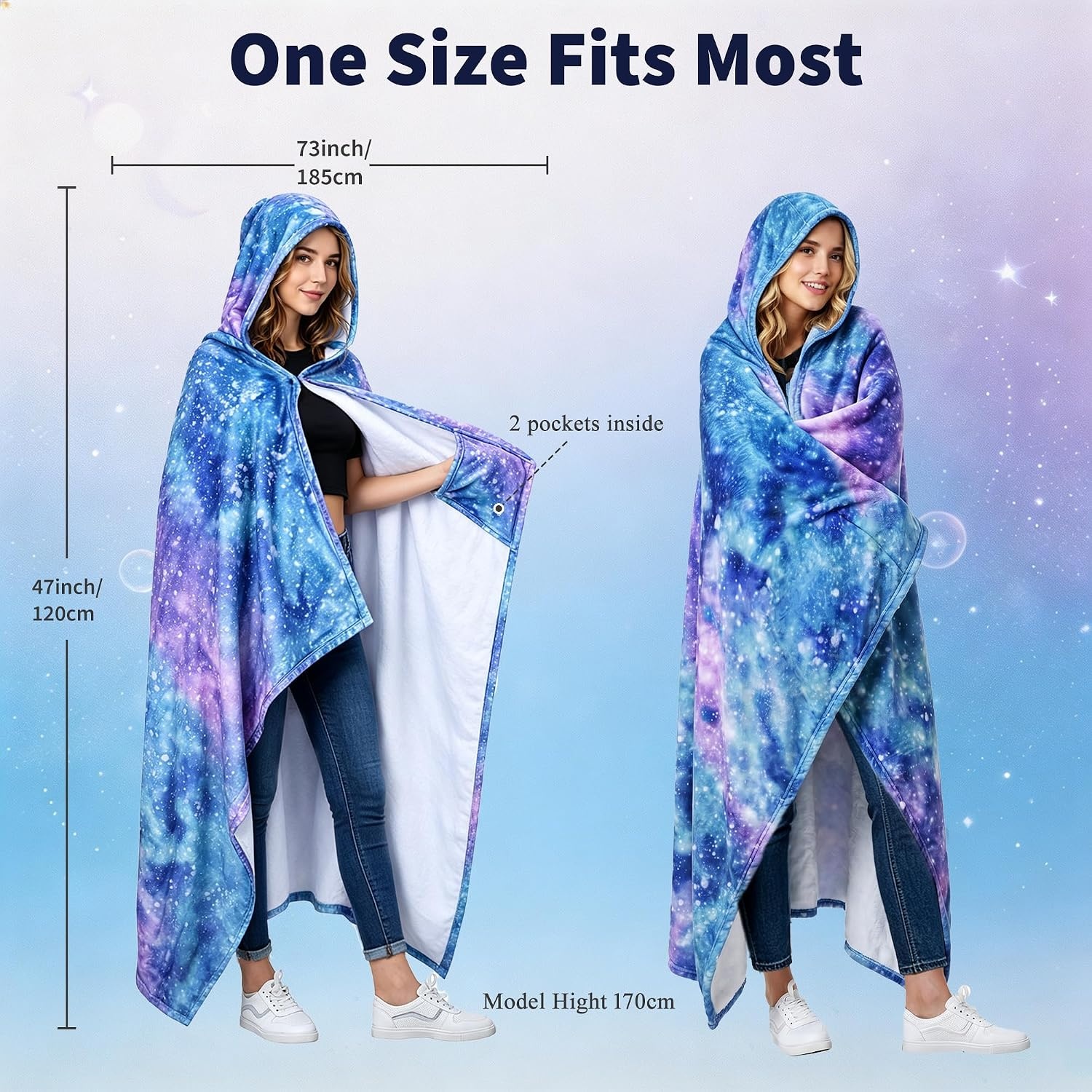 image:imageCatalonia Womens Hooded Blanket Poncho Wearable Blanket with Hand PocketsGalaxy
