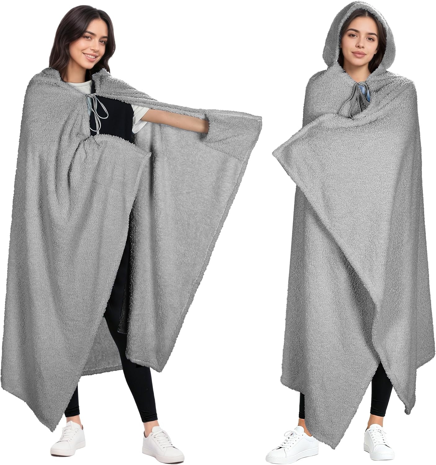 image:imageCatalonia Womens Hooded Blanket Poncho Wearable Blanket with Hand PocketsGrey