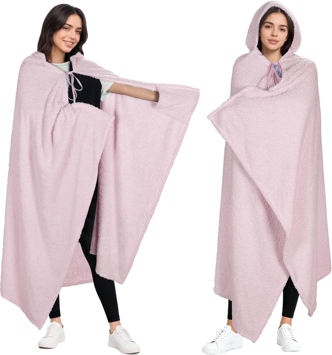 image:imageCatalonia Womens Hooded Blanket Poncho Wearable Blanket with Hand PocketsPink