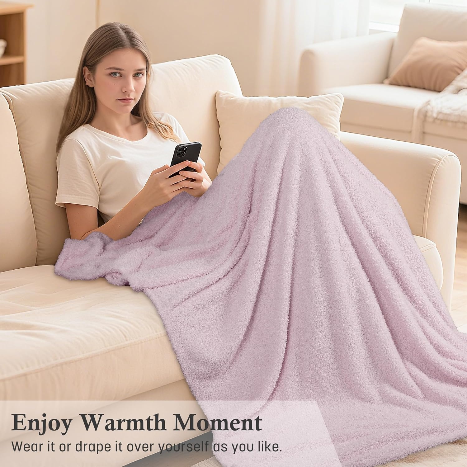 image:imageCatalonia Womens Hooded Blanket Poncho Wearable Blanket with Hand PocketsPink