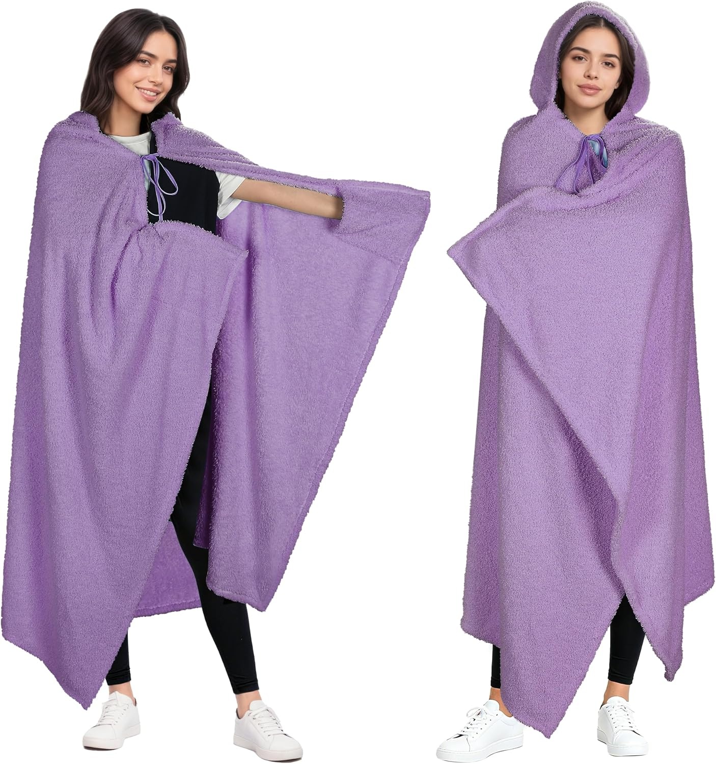 image:imageCatalonia Womens Hooded Blanket Poncho Wearable Blanket with Hand PocketsPurple