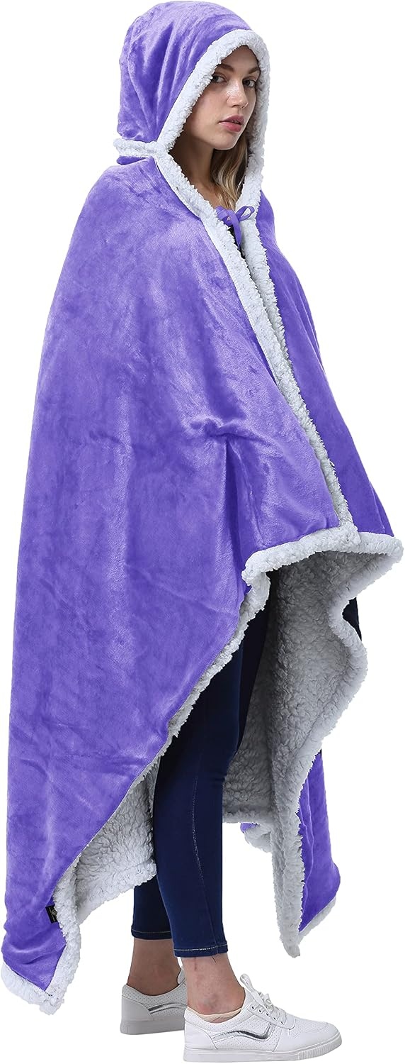 image:imageCatalonia Womens Hooded Blanket Poncho Wearable Blanket with Hand PocketsPurple