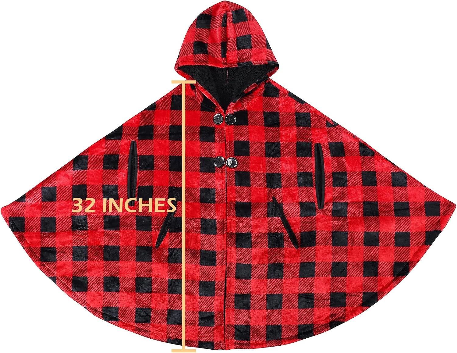 image:imageCatalonia Womens Hooded Poncho Cape Oversized Sherpa Fleece Cloak CoatChecker