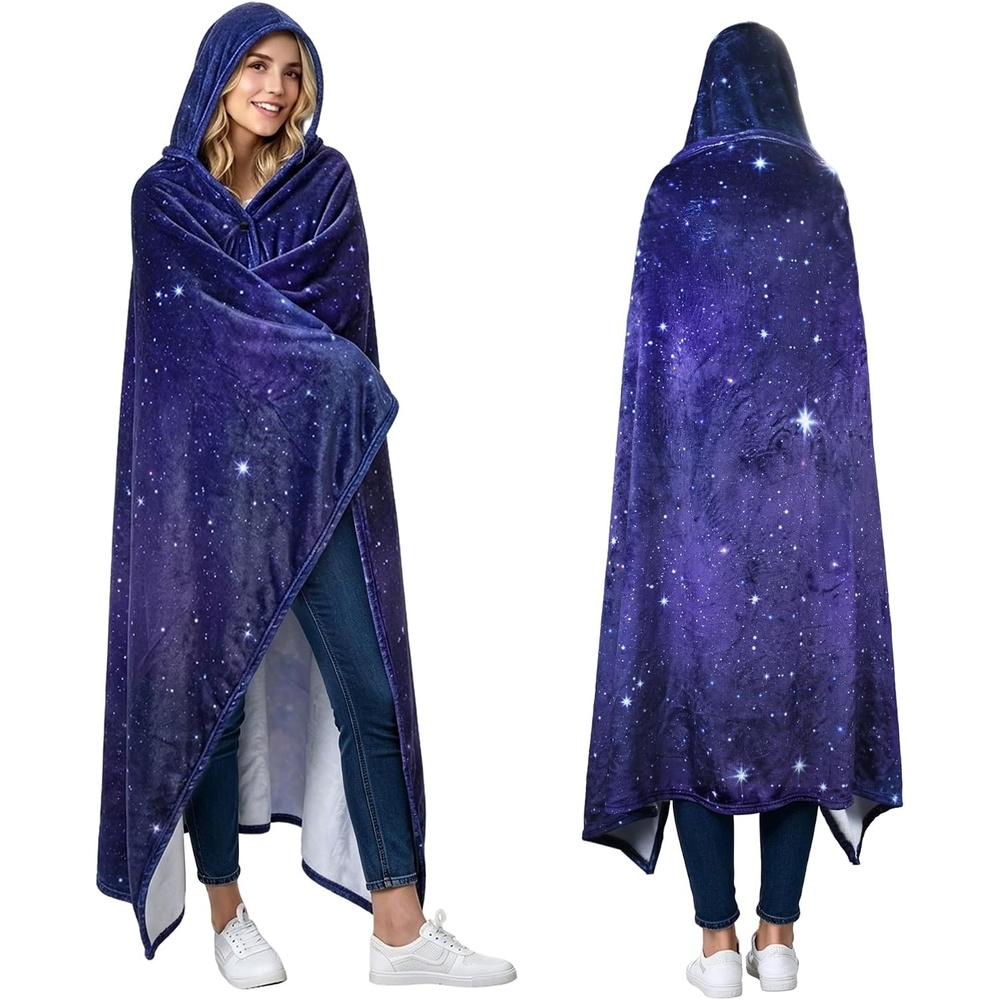 image:imageCatalonia Womens Hooded Blanket Poncho Wearable Blanket with Hand PocketsGalaxy Dark