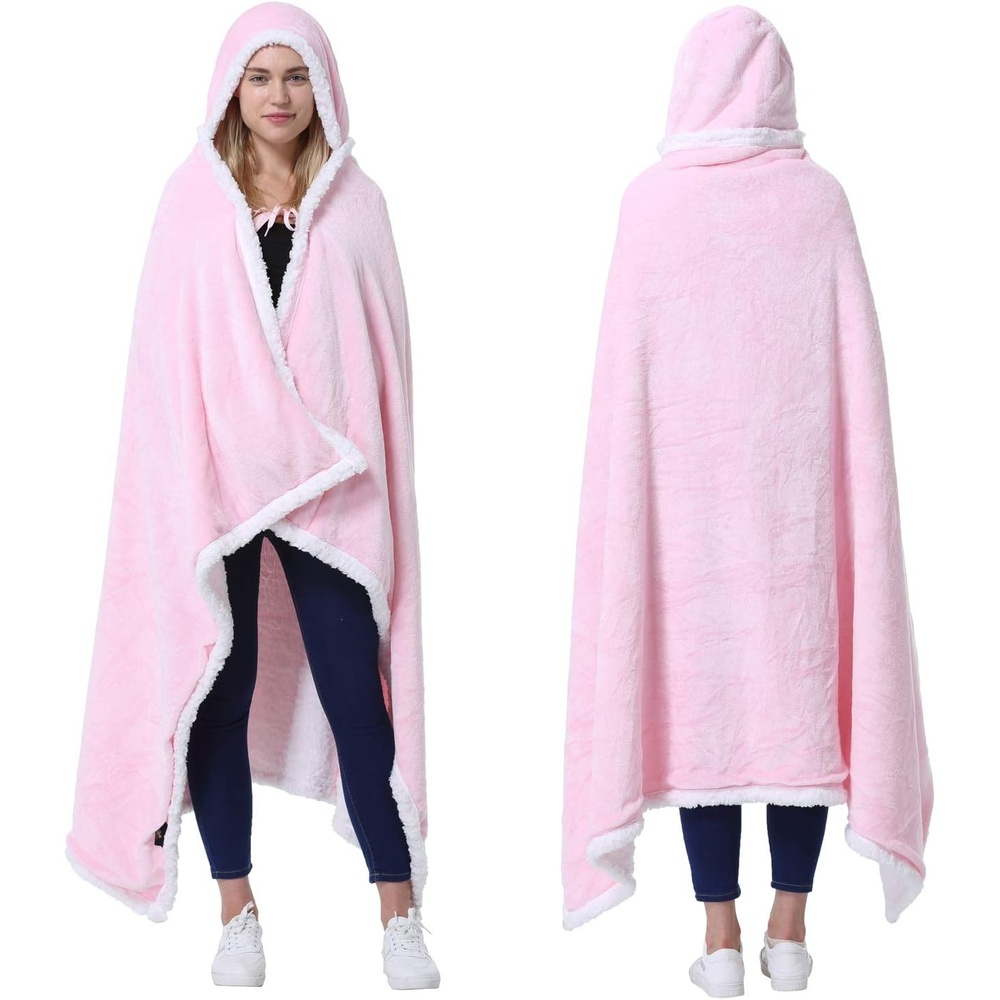image:imageCatalonia Womens Hooded Blanket Poncho Wearable Blanket with Hand PocketsPink