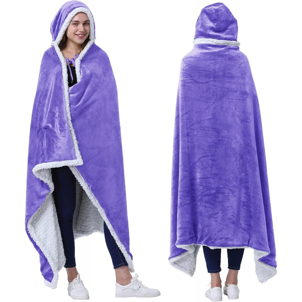 image:imageCatalonia Womens Hooded Blanket Poncho Wearable Blanket with Hand PocketsPurple