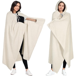 Catalonia Women’s Hooded Blanket Poncho, Wearable Blanket with Hand Pockets(Beige)