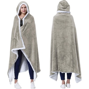 Catalonia Women’s Hooded Blanket Poncho, Wearable Blanket with Hand Pockets(Camel)