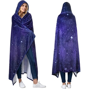 Catalonia Women’s Hooded Blanket Poncho, Wearable Blanket with Hand Pockets(Galaxy Dark)