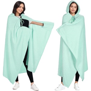 Catalonia Women’s Hooded Blanket Poncho, Wearable Blanket with Hand Pockets(Mint Green)