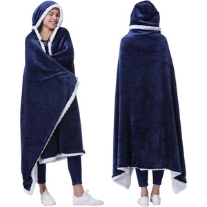 Catalonia Women’s Hooded Blanket Poncho, Wearable Blanket with Hand Pockets(Navy)