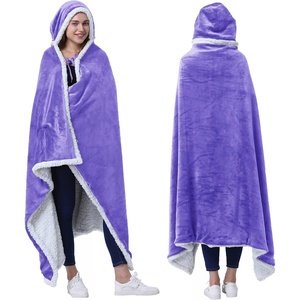 Catalonia Women’s Hooded Blanket Poncho, Wearable Blanket with Hand Pockets(Purple)
