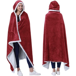 Catalonia Women’s Hooded Blanket Poncho, Wearable Blanket with Hand Pockets(Wine)
