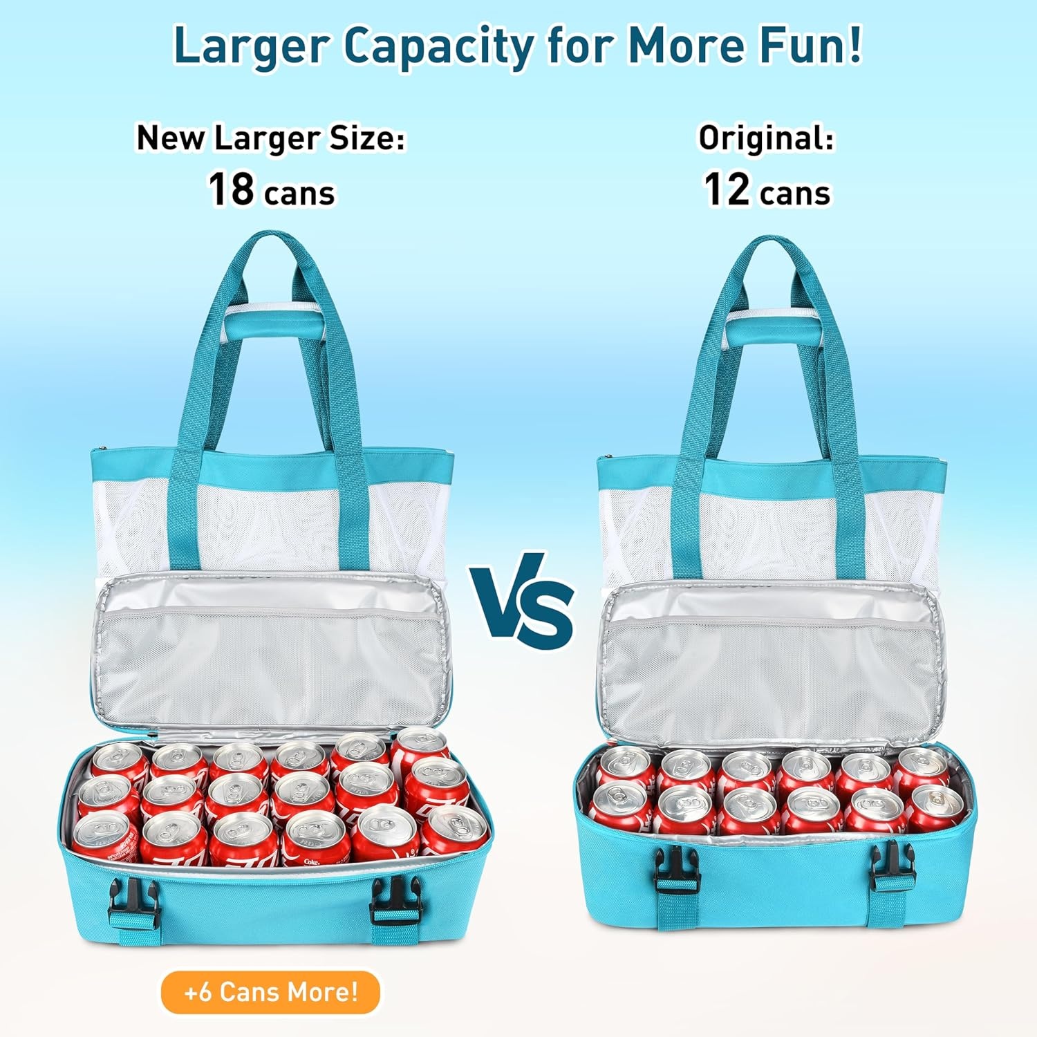 image:imageCatalonia Large Beach Tote Bag with Cooler Bag Mesh Carryall for WomenAqua