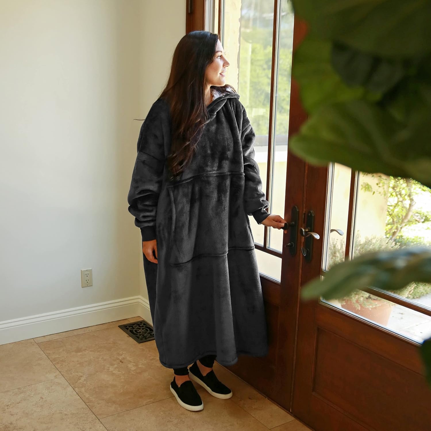image:imageCatalonia Oversized Hoodie Blanket Sweatshirt Extra Long Comfortable Sherpa Lounging Pullover